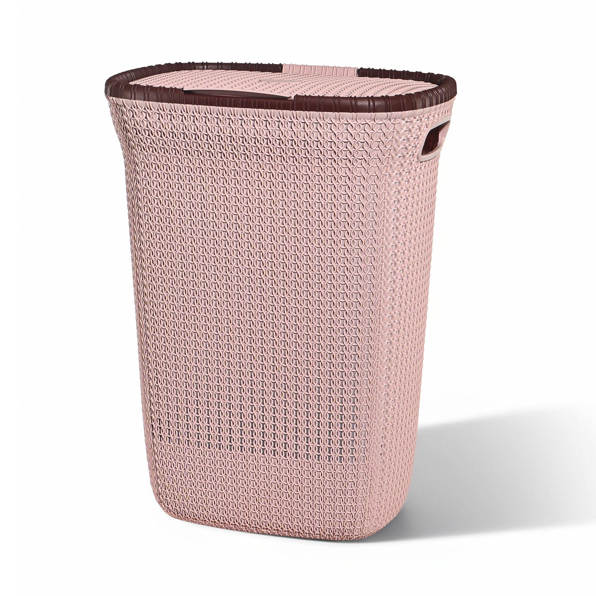 Kuber Industries Multipurpose Plastic Large 55 Ltr Laundry Basket with Lid  Handle  Ideal for Home  Bathroom  Marriott - Rose Gold