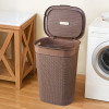 Multipurpose Plastic Large 55 Ltr Laundry Basket with Lid & Handle | Storing Washable Clothes, Blankets | Woods - Light Brown