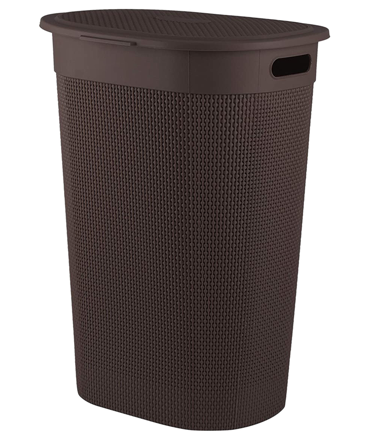 Kuber Industries Multipurpose Plastic Laundry Basket/Bin/Hamper/Bucket/Storage Organizer With Lid, 55 Ltr. (Brown)-46KM0455