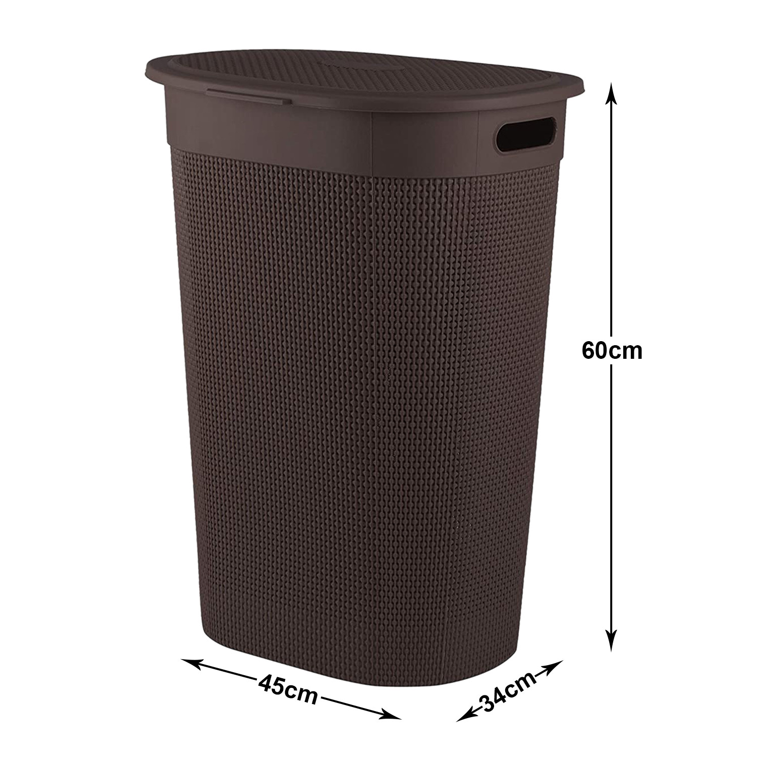 Kuber Industries Multipurpose Plastic Laundry Basket/Bin/Hamper/Bucket/Storage Organizer With Lid, 55 Ltr. (Brown)-46KM0455