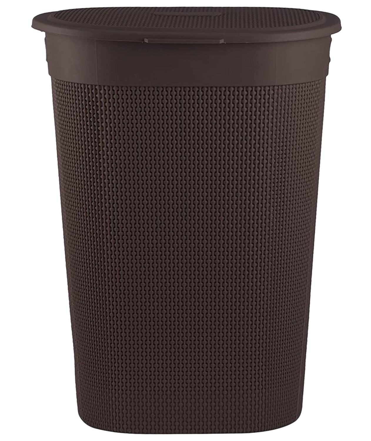 Kuber Industries Multipurpose Plastic Laundry Basket/Bin/Hamper/Bucket/Storage Organizer With Lid, 55 Ltr. (Brown)-46KM0455
