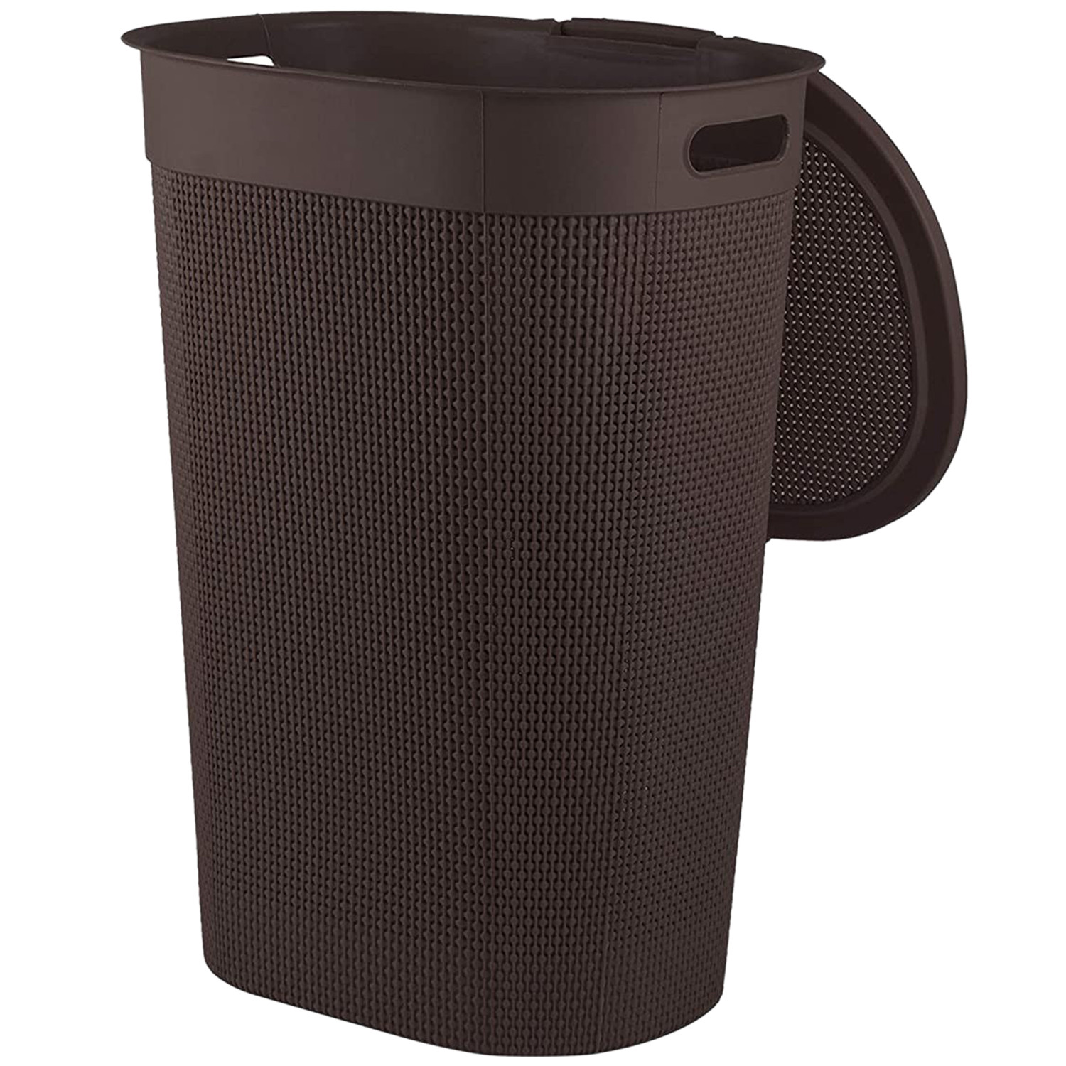 Kuber Industries Multipurpose Plastic Laundry Basket/Bin/Hamper/Bucket/Storage Organizer With Lid, 55 Ltr. (Brown)-46KM0455