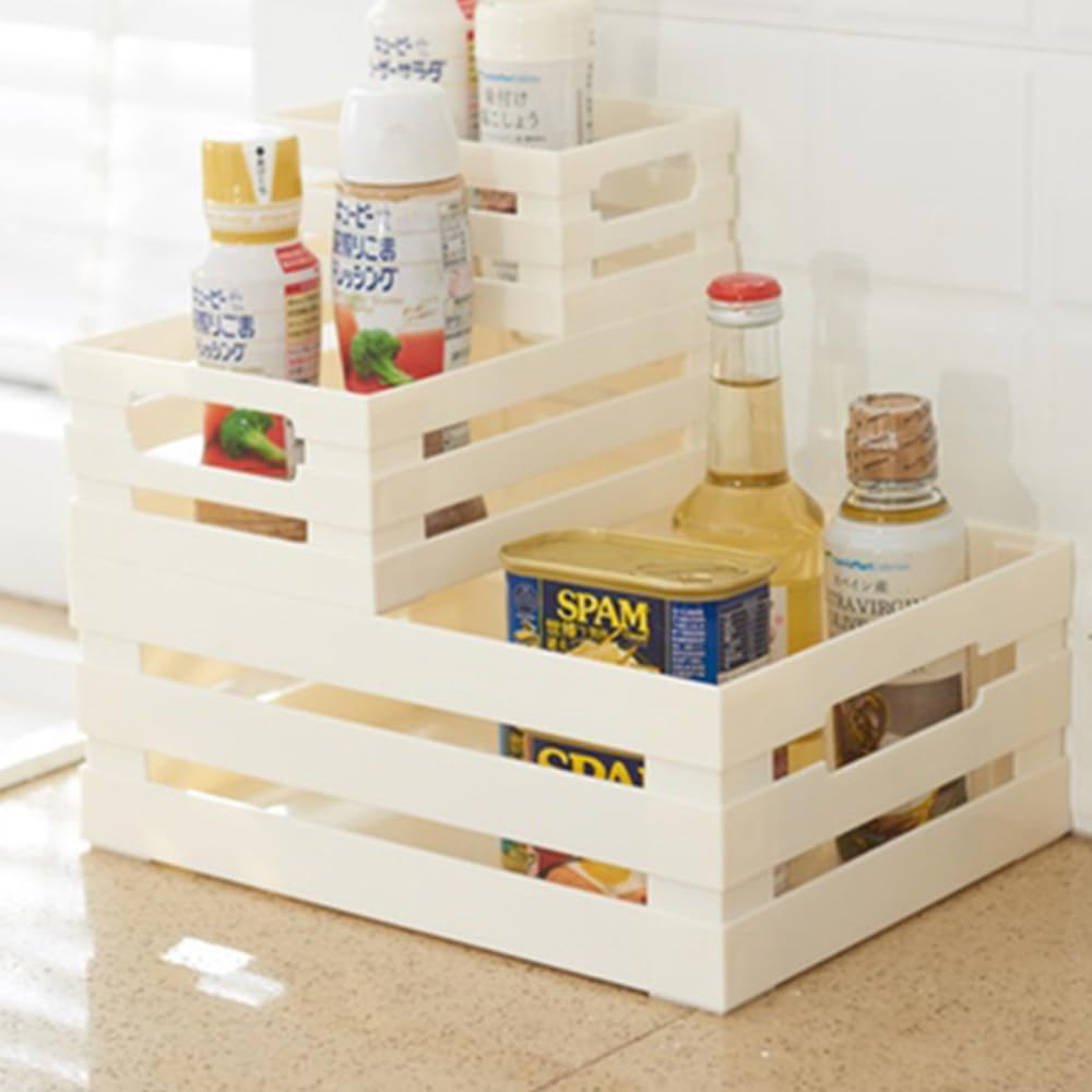 Kuber Industries Multipurpose Portable Large Storage Basket|Box For Storage Without Lid (Beige)
