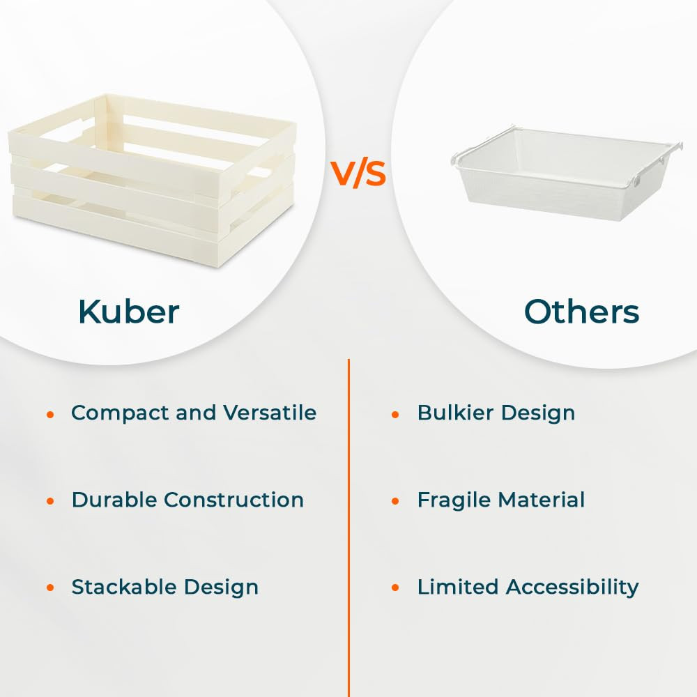 Kuber Industries Multipurpose Portable Large Storage Basket|Box For Storage Without Lid (Beige)