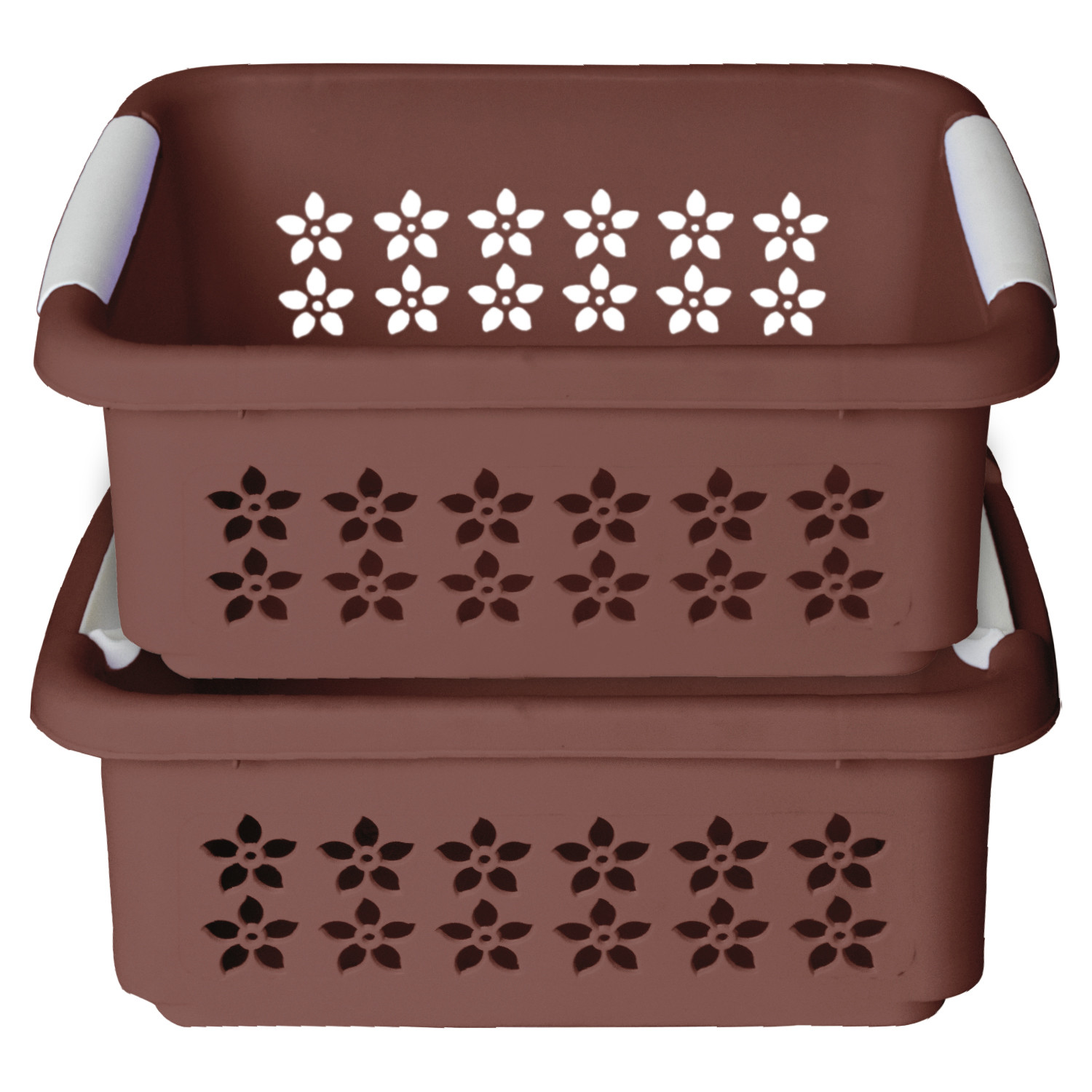 Kuber Industries Multipurpose Rectangle Shape Plastic Storage Basket for Kitchen, Fruit Basket, Office Table, Storage Organizer Large (Brown)