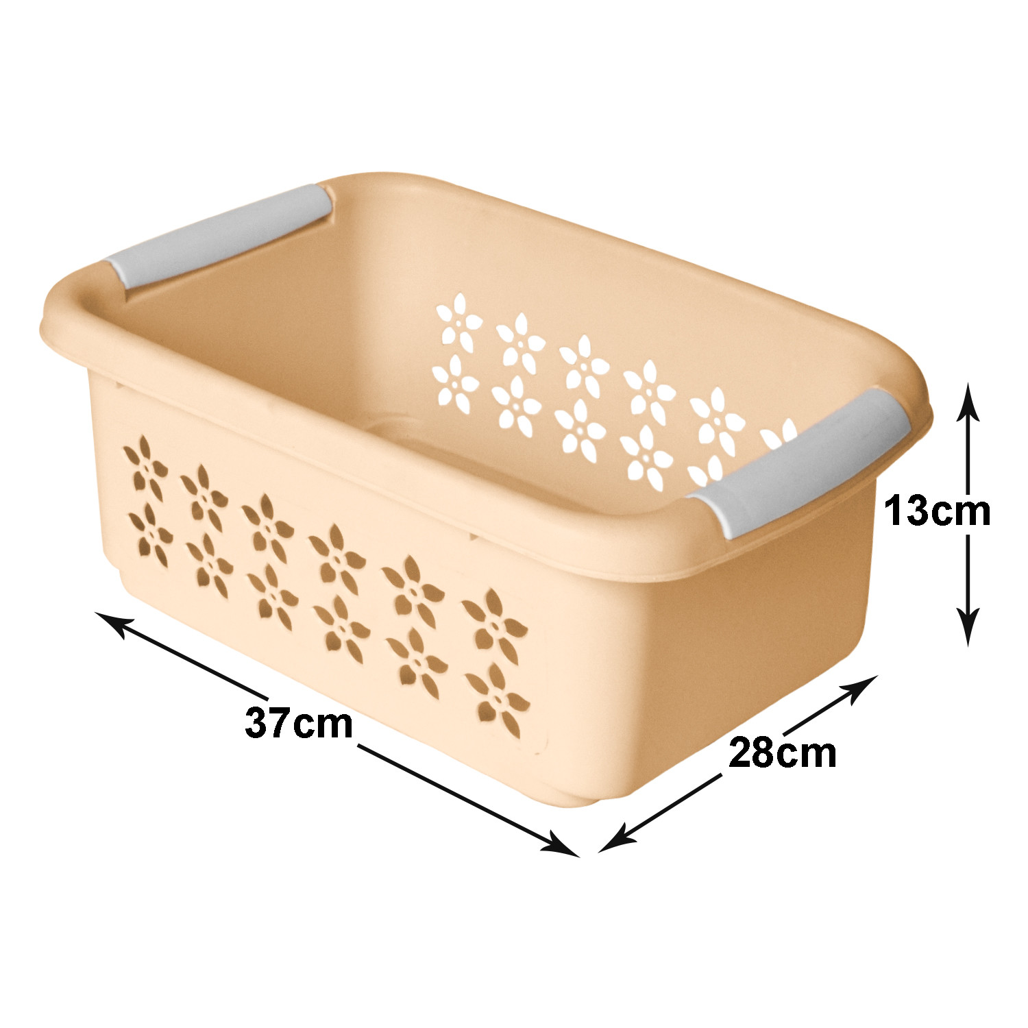 Kuber Industries Multipurpose Rectangle Shape Plastic Storage Basket for Kitchen, Fruit Basket, Office Table, Storage Organizer Medium (Beige)