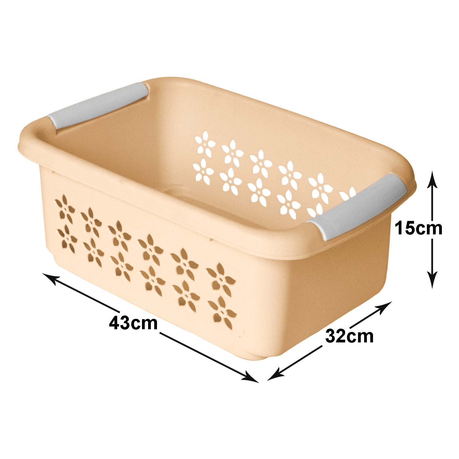 Kuber Industries Multipurpose Rectangle Shape Plastic Storage Basket for Kitchen, Fruit Basket, Office Table, Storage Organizer (Beige)