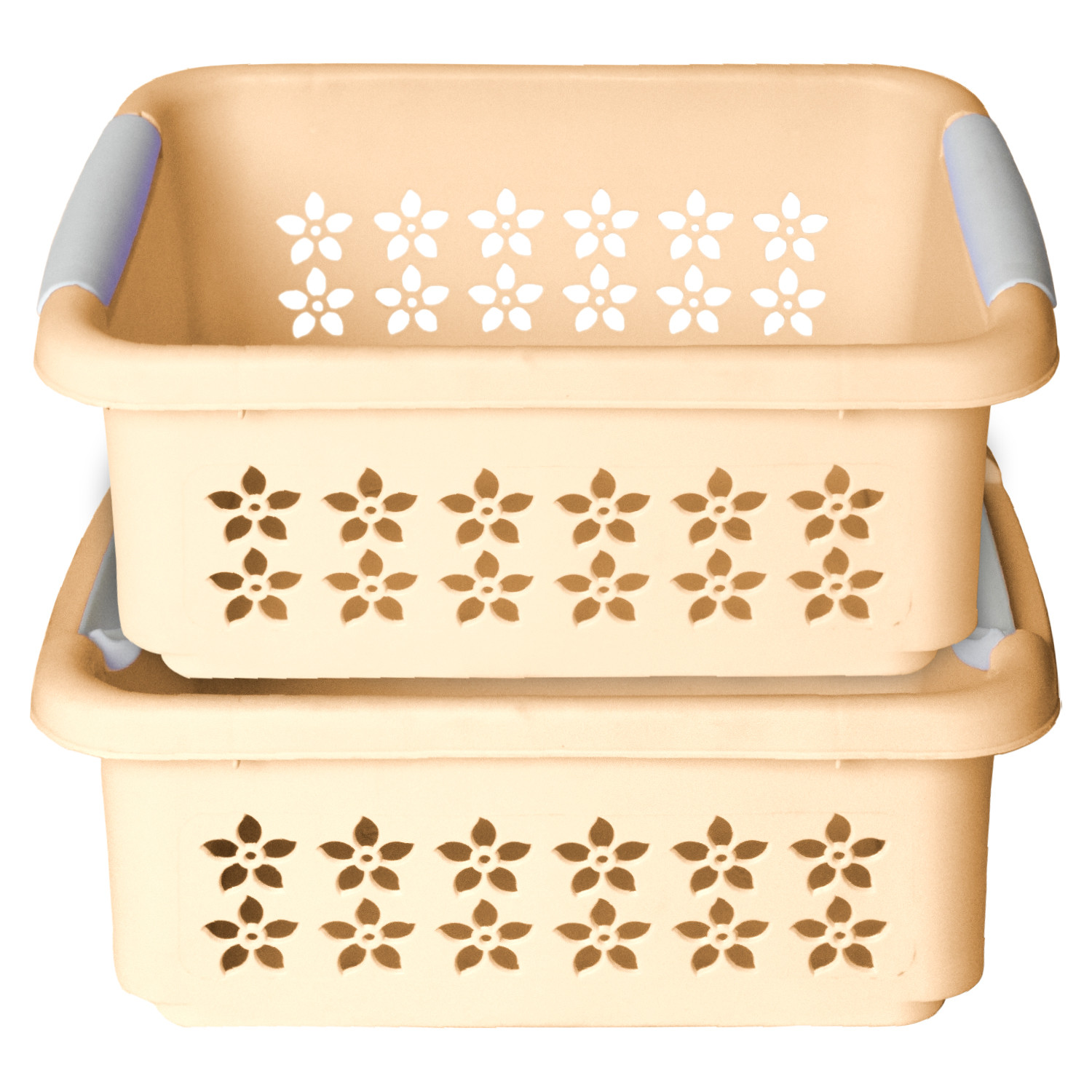 Kuber Industries Multipurpose Rectangle Shape Plastic Storage Basket for Kitchen, Fruit Basket, Office Table, Storage Organizer (Beige)