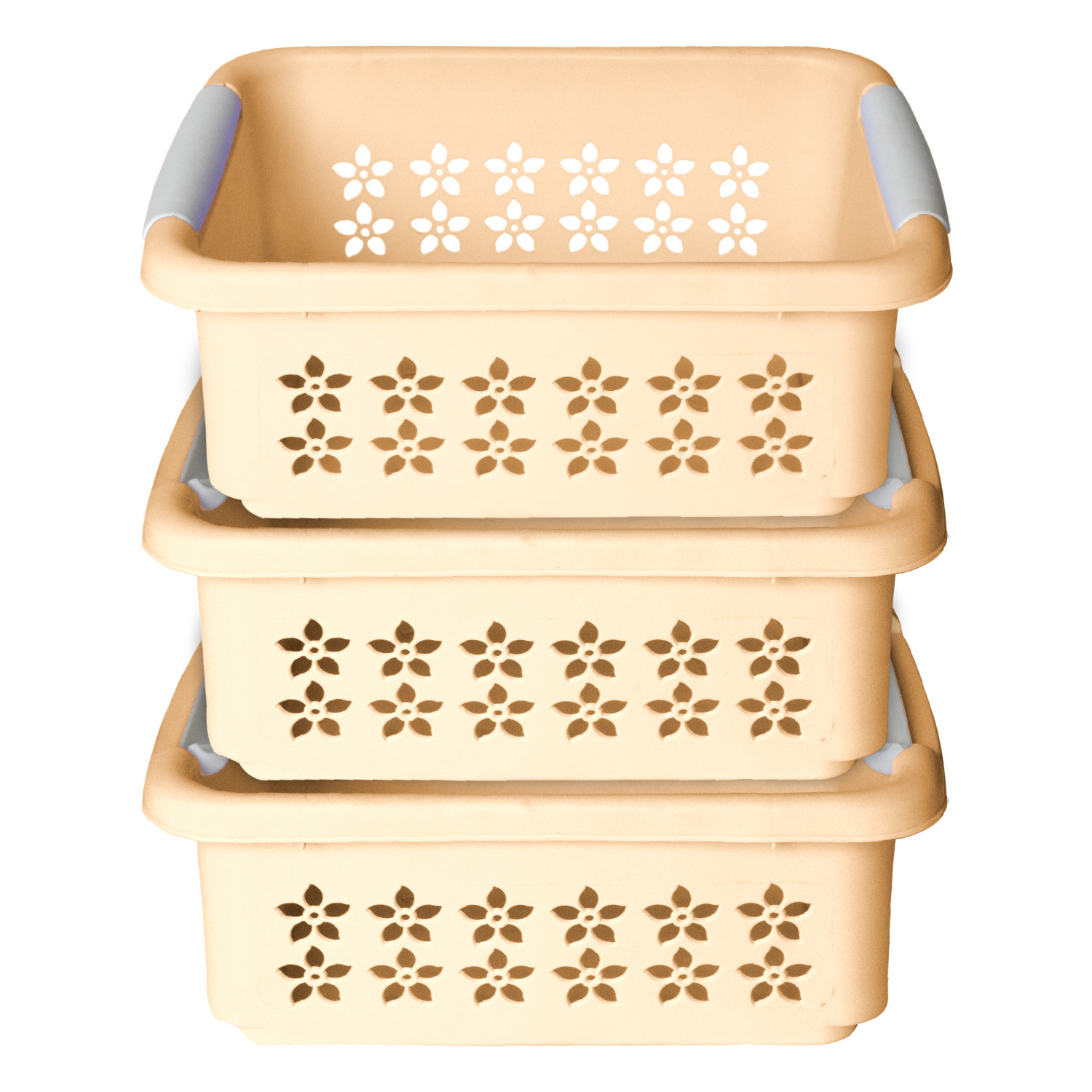 Kuber Industries Multipurpose Rectangle Shape Plastic Storage Basket for Kitchen, Fruit Basket, Office Table, Storage Organizer (Beige)