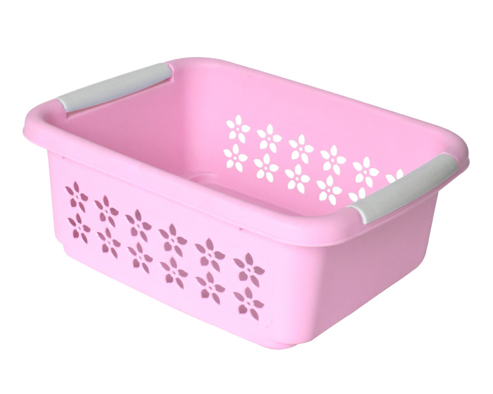 Kuber Industries Multipurpose Rectangle Shape Plastic Storage Basket for Kitchen, Fruit Basket, Office Table, Storage Organizer Large (Pink)
