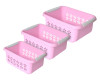 Kuber Industries Multipurpose Rectangle Shape Plastic Storage Basket for Kitchen, Fruit Basket, Office Table, Storage Organizer Small, Medium, Large Pack of 3 (Pink)