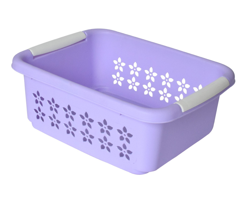 Kuber Industries Multipurpose Rectangle Shape Plastic Storage Basket for Kitchen, Fruit Basket, Office Table, Storage Organizer Small (Purple)