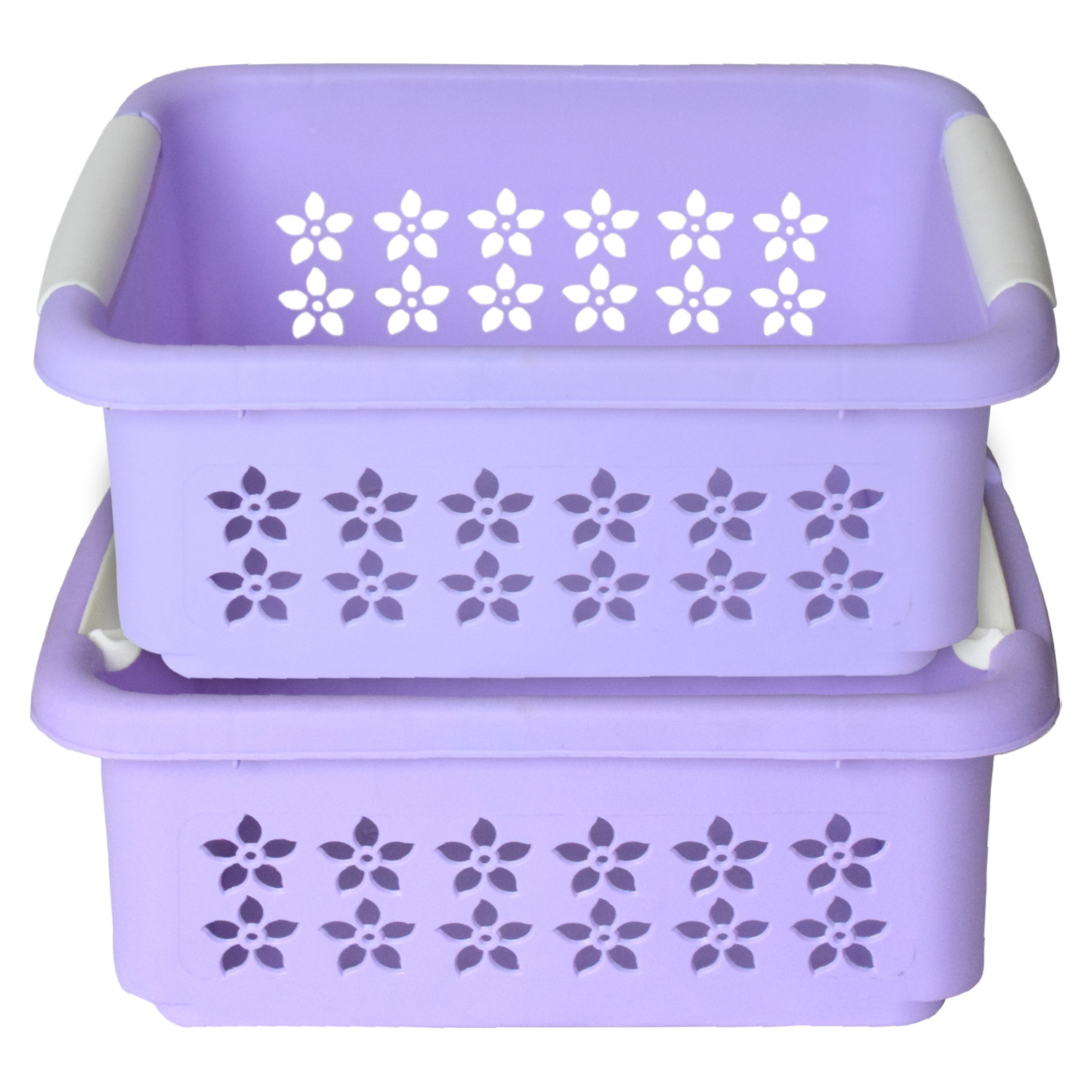 Kuber Industries Multipurpose Rectangle Shape Plastic Storage Basket for Kitchen, Fruit Basket, Office Table, Storage Organizer Small (Purple)