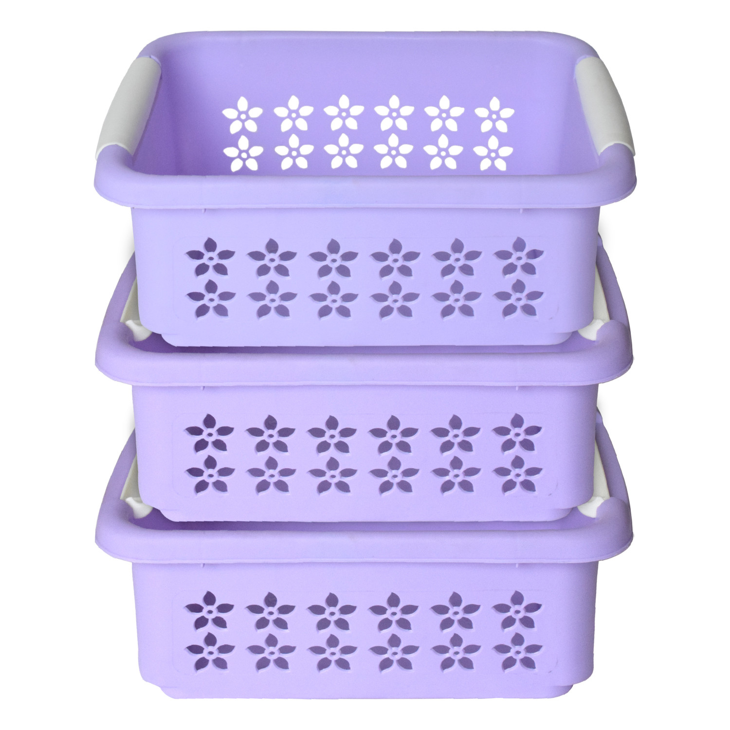 Kuber Industries Multipurpose Rectangle Shape Plastic Storage Basket for Kitchen, Fruit Basket, Office Table, Storage Organizer Small (Purple)