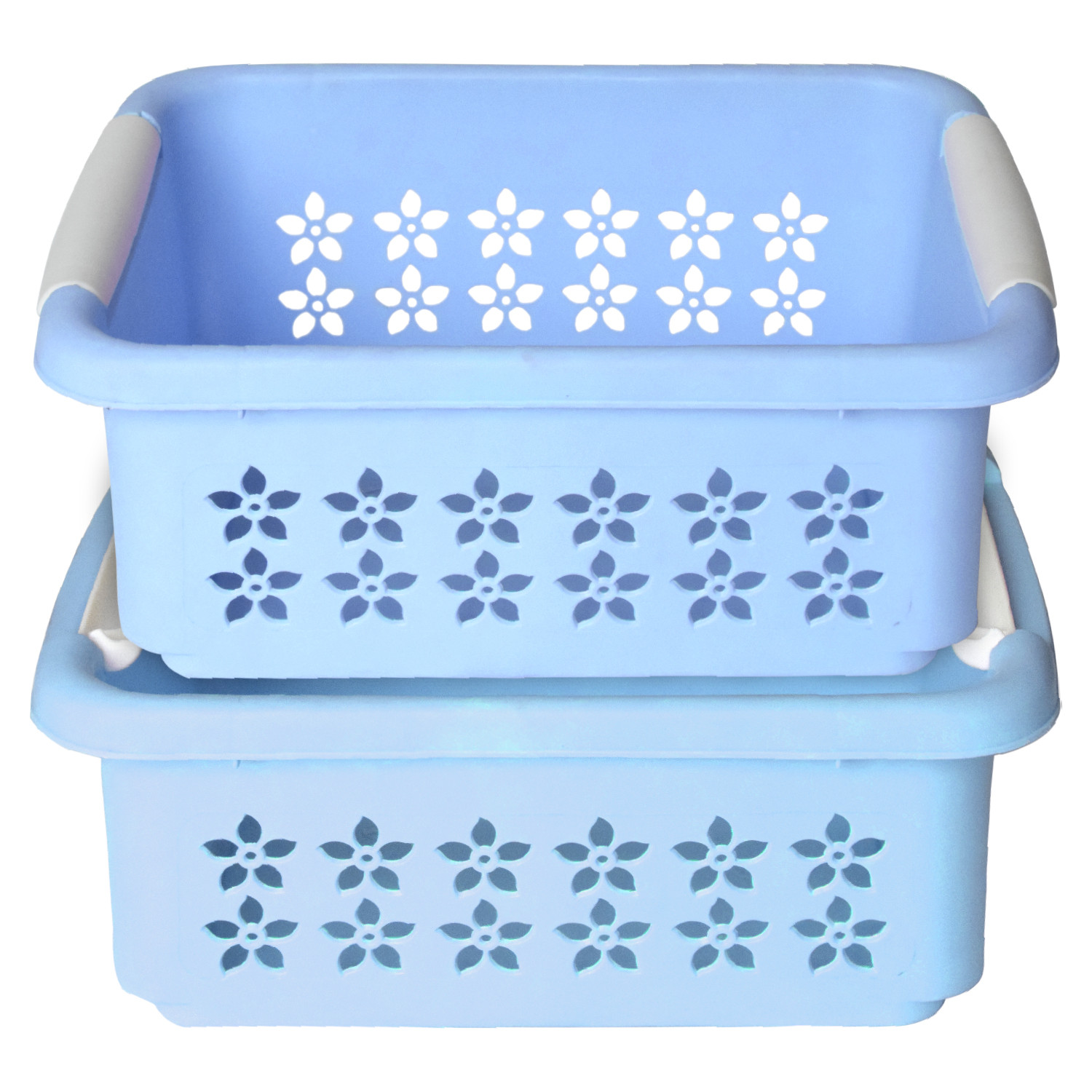 Kuber Industries Multipurpose Rectangle Shape Plastic Storage Basket for Kitchen, Fruit Basket, Office Table, Storage Organizer Medium (Sky Blue)