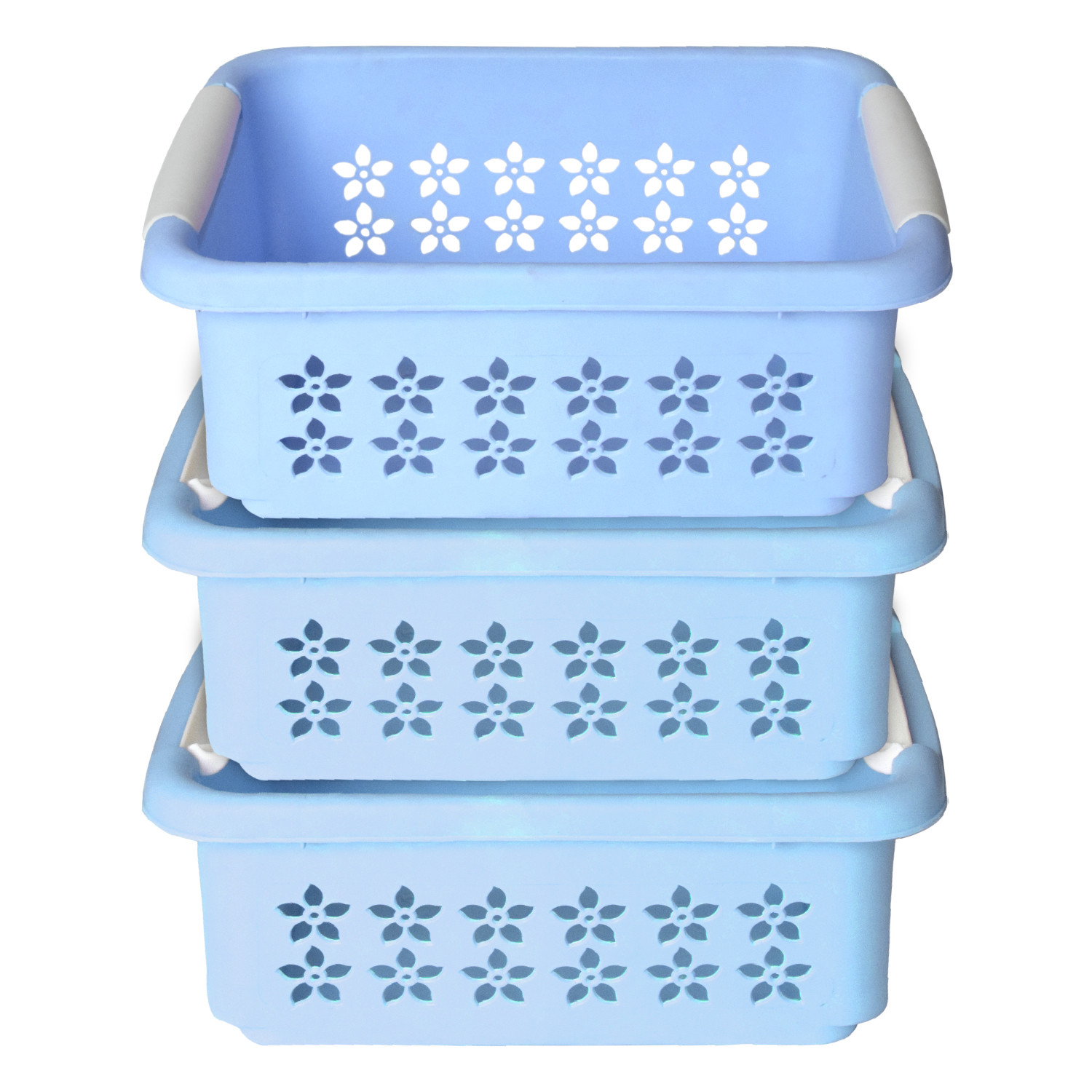 Kuber Industries Multipurpose Rectangle Shape Plastic Storage Basket for Kitchen, Fruit Basket, Office Table, Storage Organizer Medium (Sky Blue)