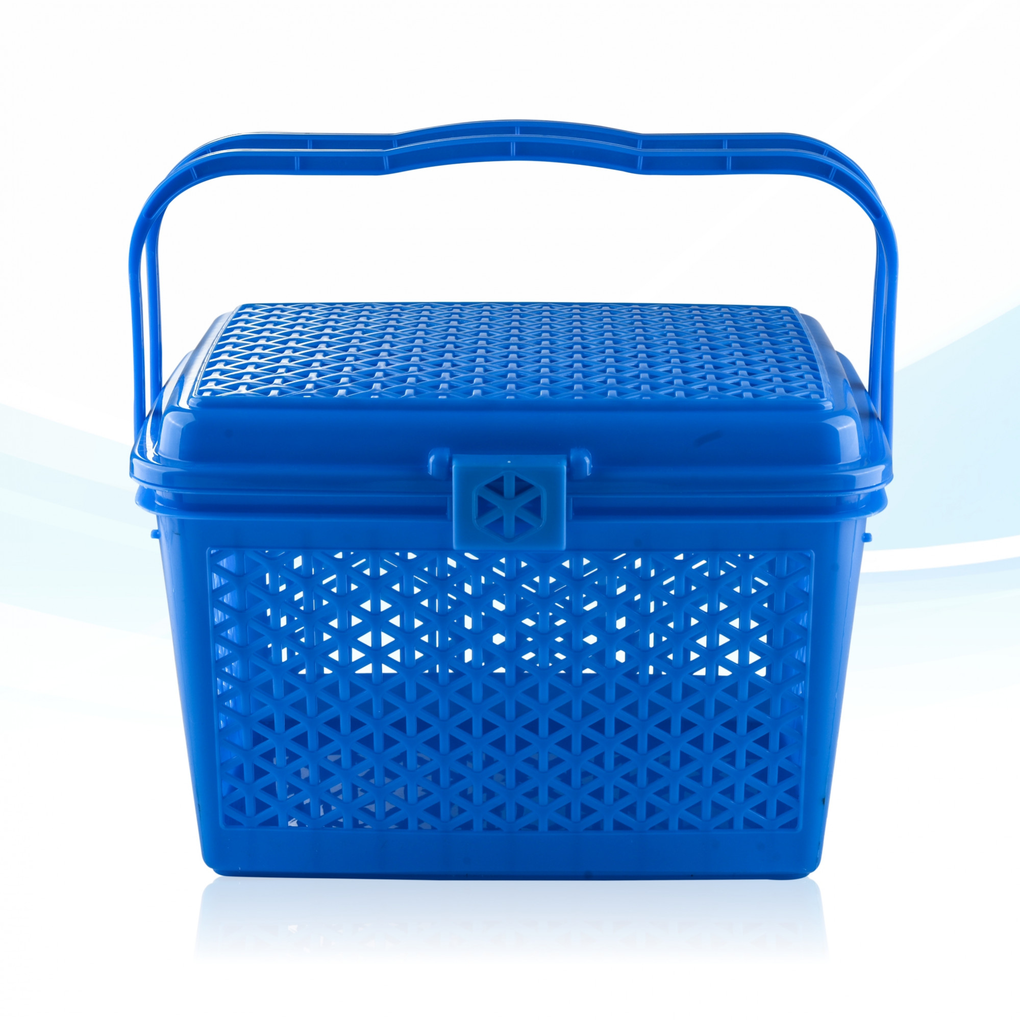 Kuber Industries Multipurpose Small Storage Box with Lid  Handle  Ideal Clothes Basket for Organizing Toys  Home Essentials - Ventilated Design for Fresh Storage  Cobalt Blue