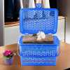 Multipurpose Small Storage Box with Lid & Handle | Ideal Clothes Basket for Organizing, Toys & Home Essentials - Ventilated Design for Fresh Storage | Cobalt Blue