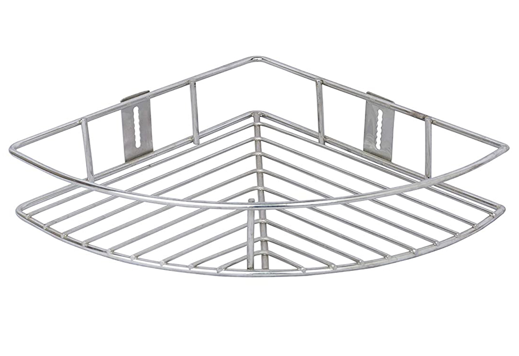 Kuber Industries Multipurpose Stainless Steel 1-Layer Corner Storage Rack/Shelf - Kitchen and Bathroom (Silver)