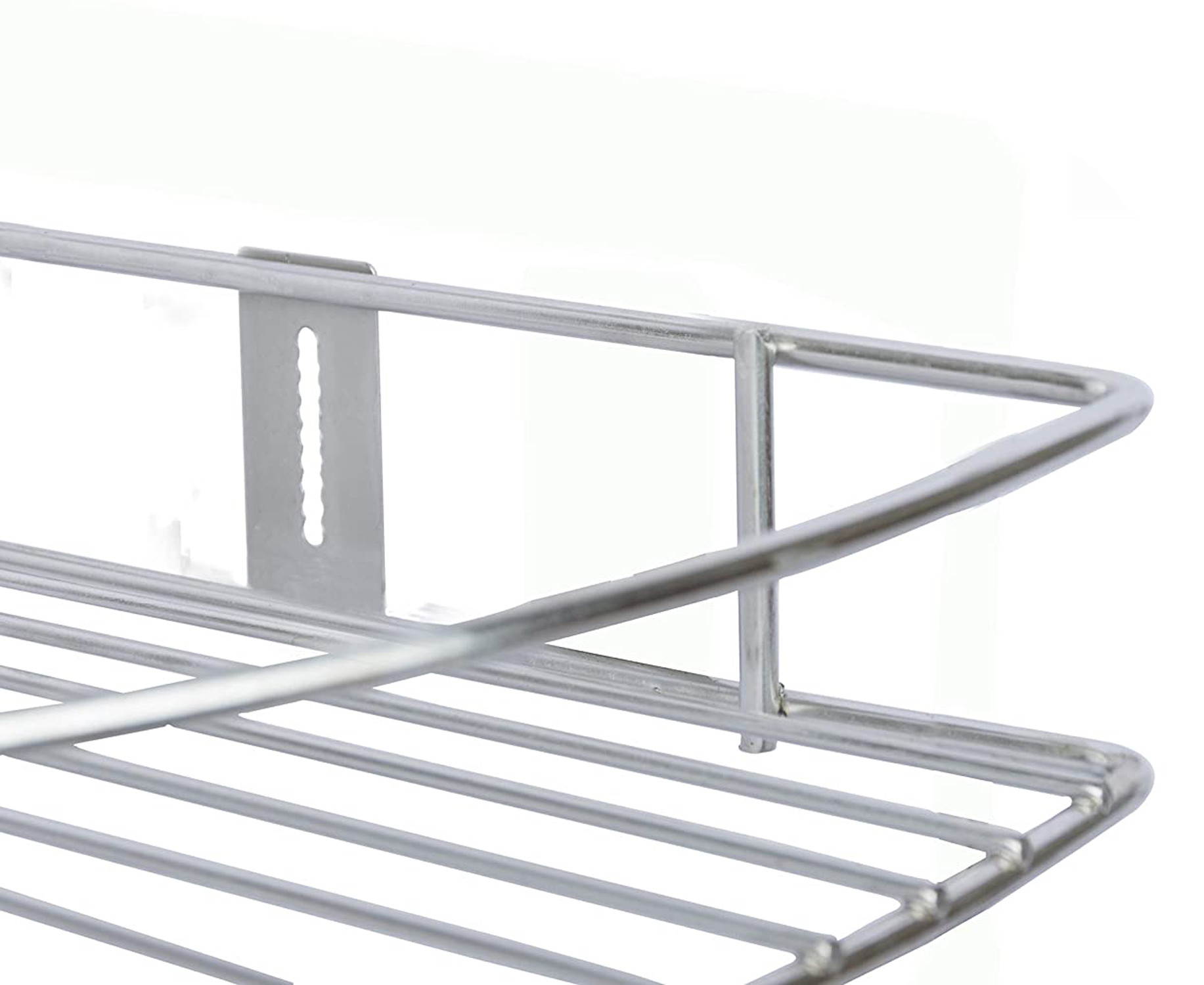 Kuber Industries Multipurpose Stainless Steel 1-Layer Corner Storage Rack/Shelf - Kitchen and Bathroom (Silver)