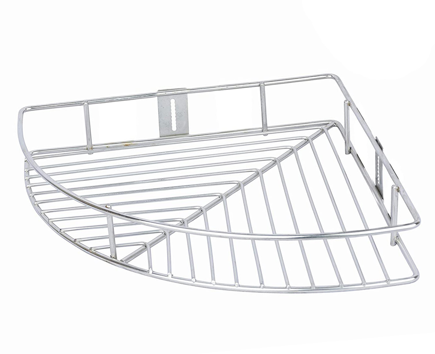Kuber Industries Multipurpose Stainless Steel 1-Layer Corner Storage Rack/Shelf - Kitchen and Bathroom (Silver)