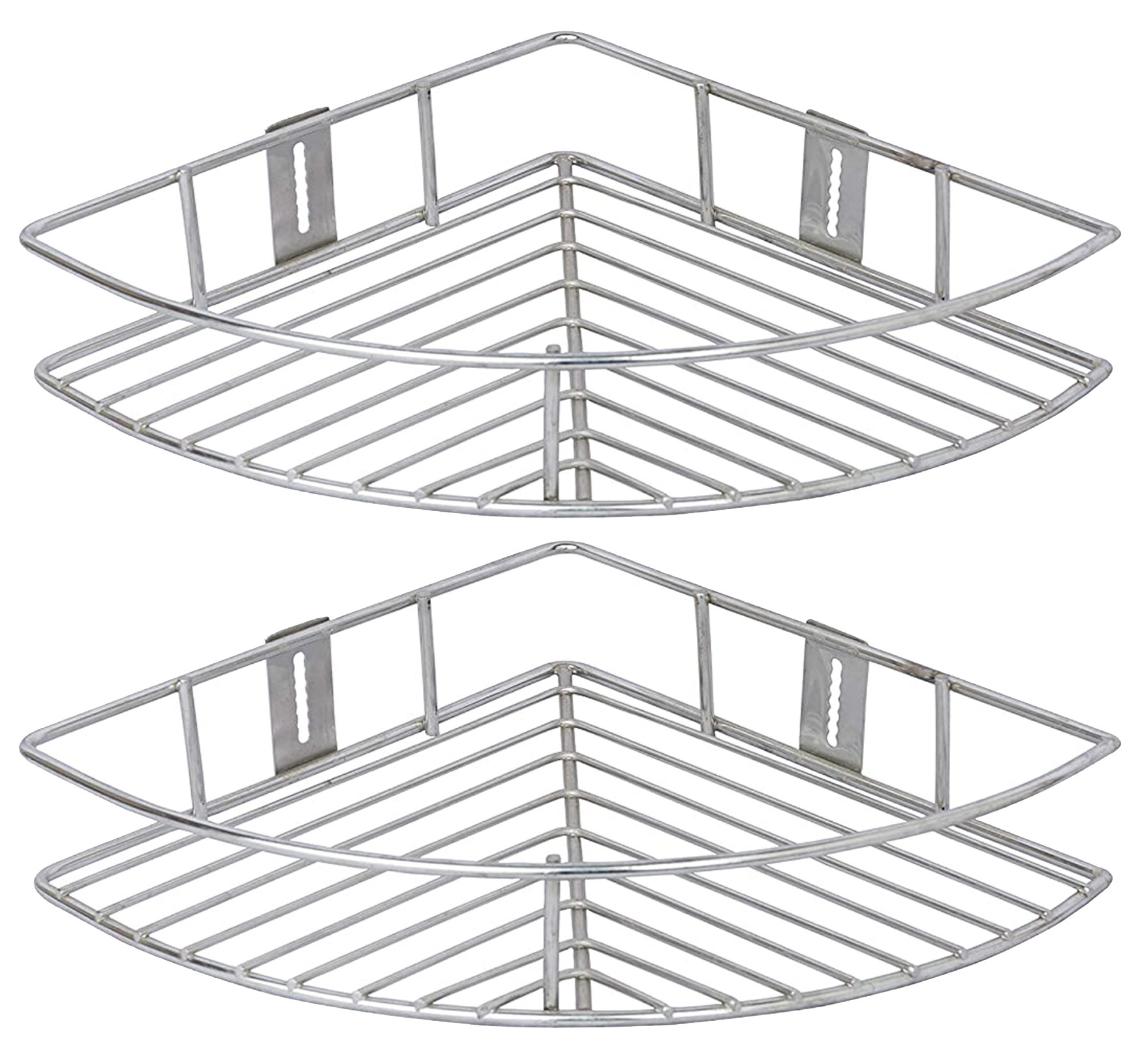 Kuber Industries Multipurpose Stainless Steel 1-Layer Corner Storage Rack/Shelf - Kitchen and Bathroom (Silver)