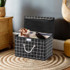 Multipurpose Storage Box For Wardrobe With Lid &amp; Handle | Large Space-Saving Container Boxes For Storage Clothes - Ideal For Bathroom &amp; Kitchen | Check Print - Black