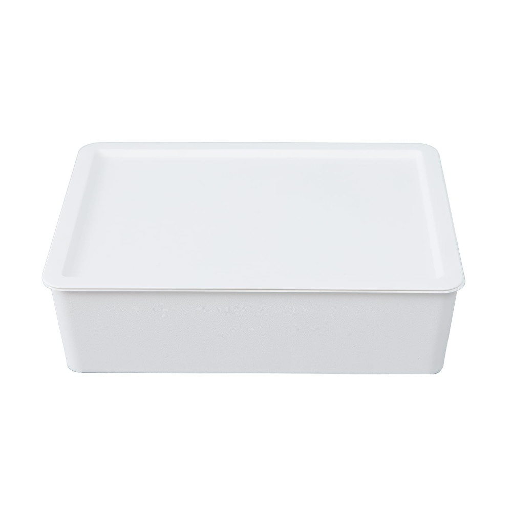 Kuber Industries Multipurpose Sturdy Cloth Storage Box/Basket with Lid (White)