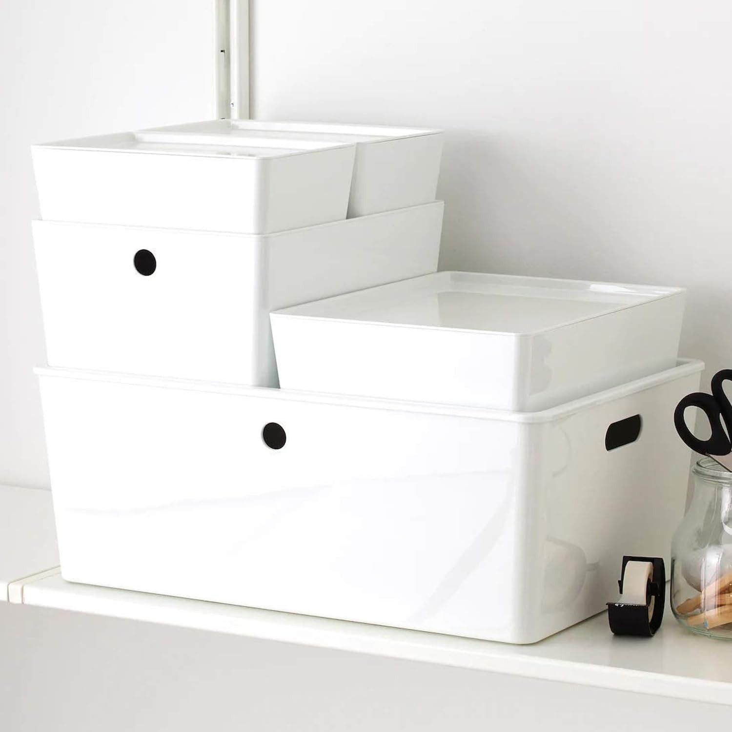 Kuber Industries Multipurpose Sturdy Cloth Storage Box/Basket with Lid (White)