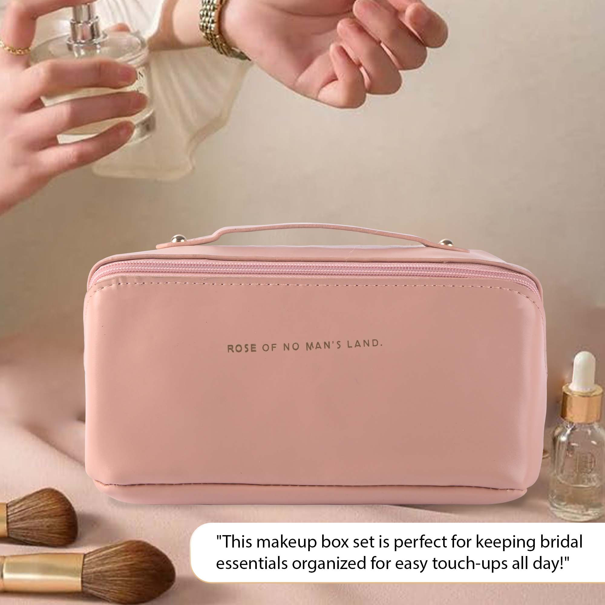 Kuber Industries Multipurpose Toiletry Pouch for Women  Cosmetics  Skincare Wash Bags for Women  Girls  Bride Makeup Storage Bag  Pouches for Travel  YJ-21-PNK  Pink