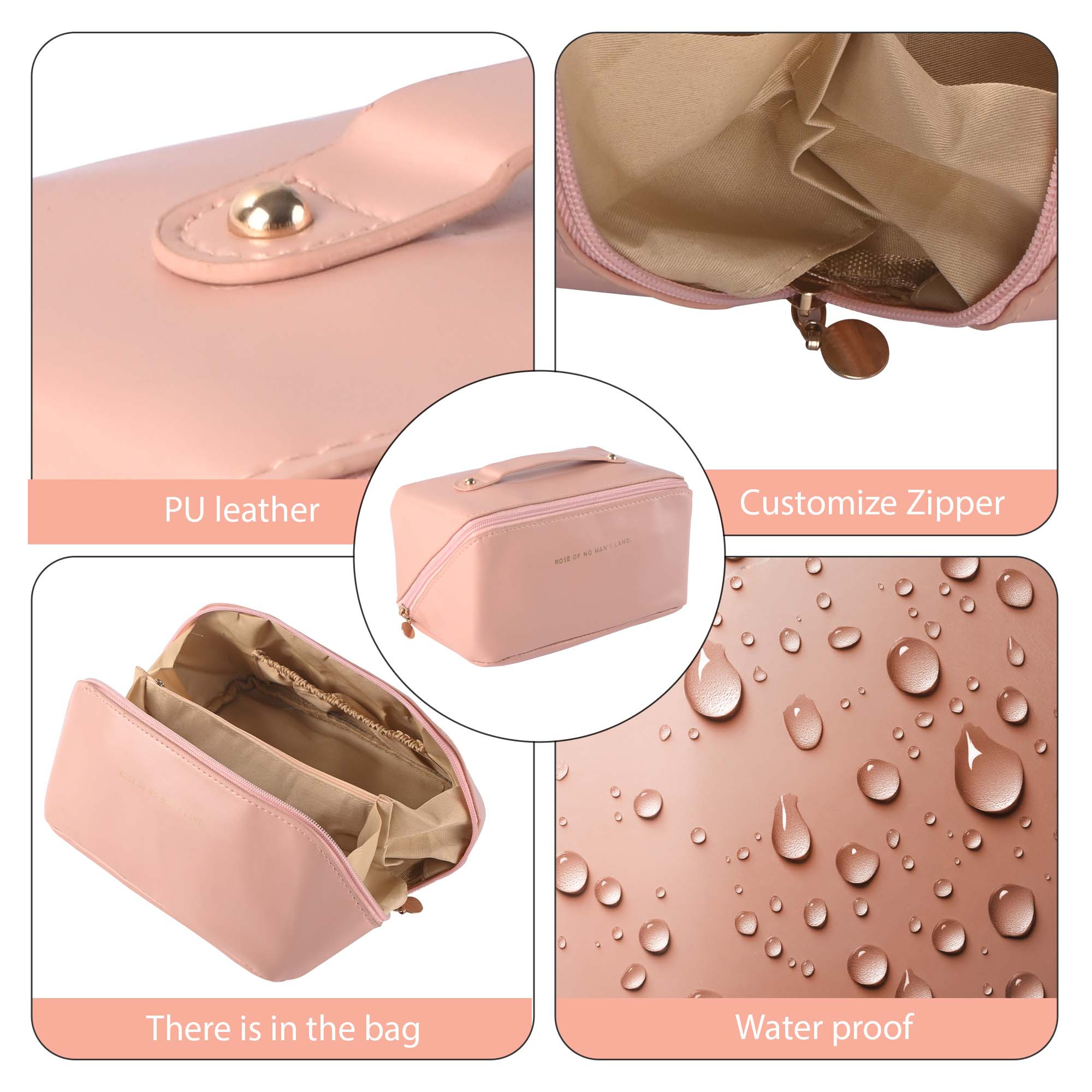 Kuber Industries Multipurpose Toiletry Pouch for Women  Cosmetics  Skincare Wash Bags for Women  Girls  Bride Makeup Storage Bag  Pouches for Travel  YJ-21-PNK  Pink