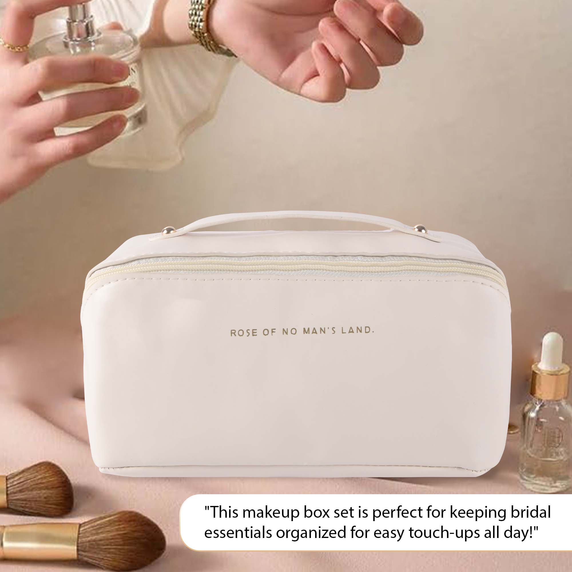 Kuber Industries Multipurpose Toiletry Pouch for Women  Cosmetics  Skincare Wash Bags for Women  Girls  Bride Makeup Storage Bag  Pouches for Travel  YJ-21-BG  Beige