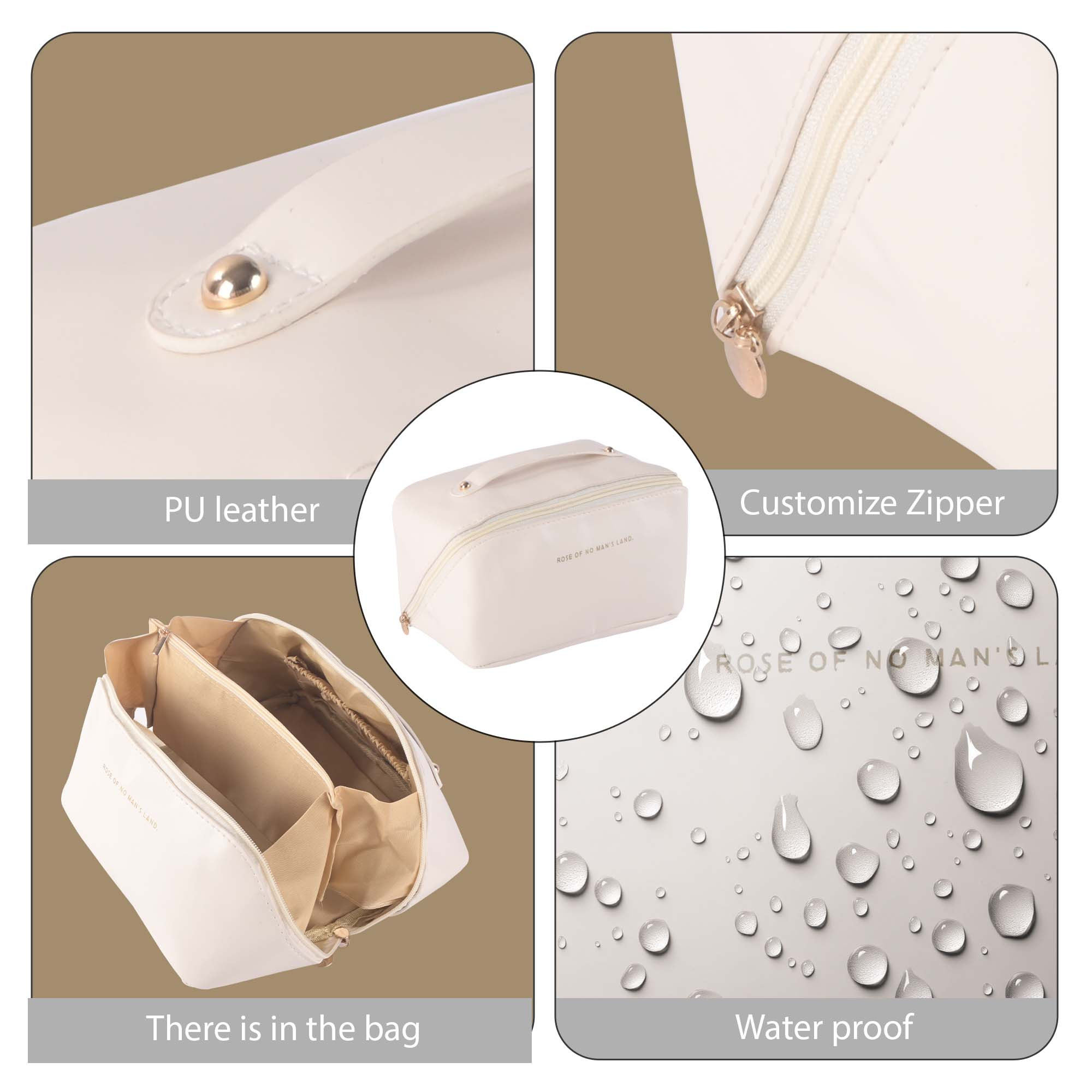 Kuber Industries Multipurpose Toiletry Pouch for Women  Cosmetics  Skincare Wash Bags for Women  Girls  Bride Makeup Storage Bag  Pouches for Travel  YJ-21-BG  Beige