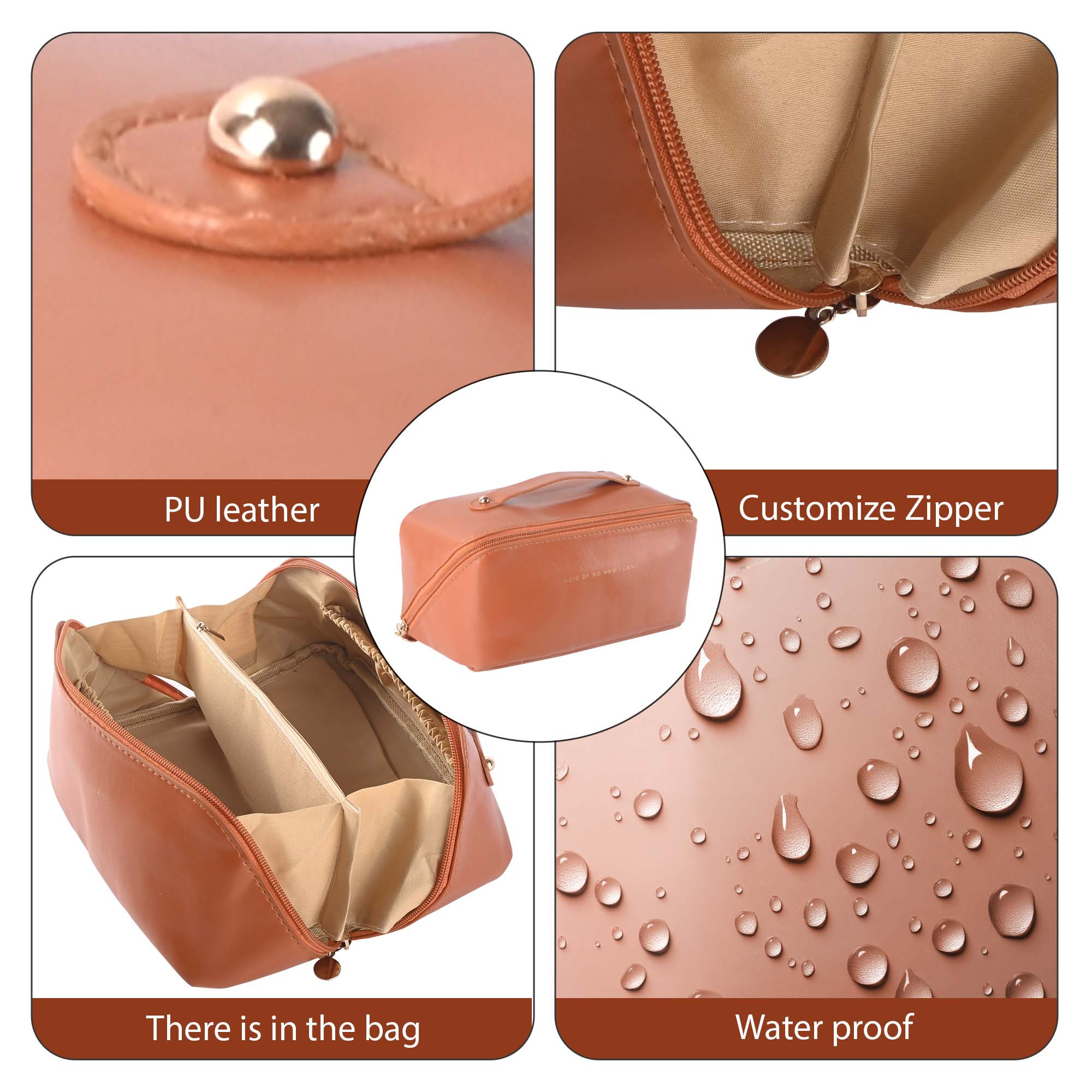 Kuber Industries Multipurpose Toiletry Pouch for Women  Cosmetics  Skincare Wash Bags for Women  Girls  Bride Makeup Storage Bag  Pouches for Travel  YJ-21-BRN  Brown