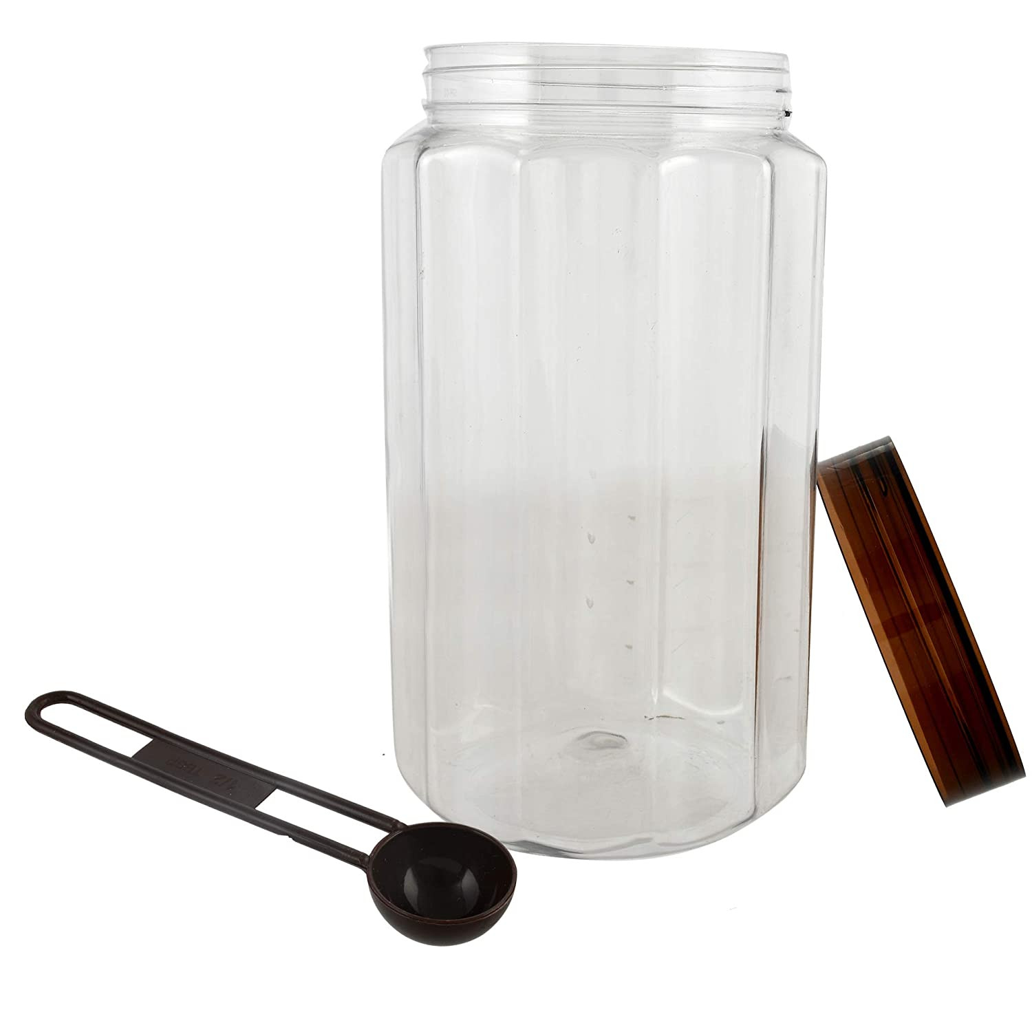 Kuber Industries Multipurpose Transparent Plastic Container With Airtight Lid,1800ml,(Brown)-HS42KUBMART25073