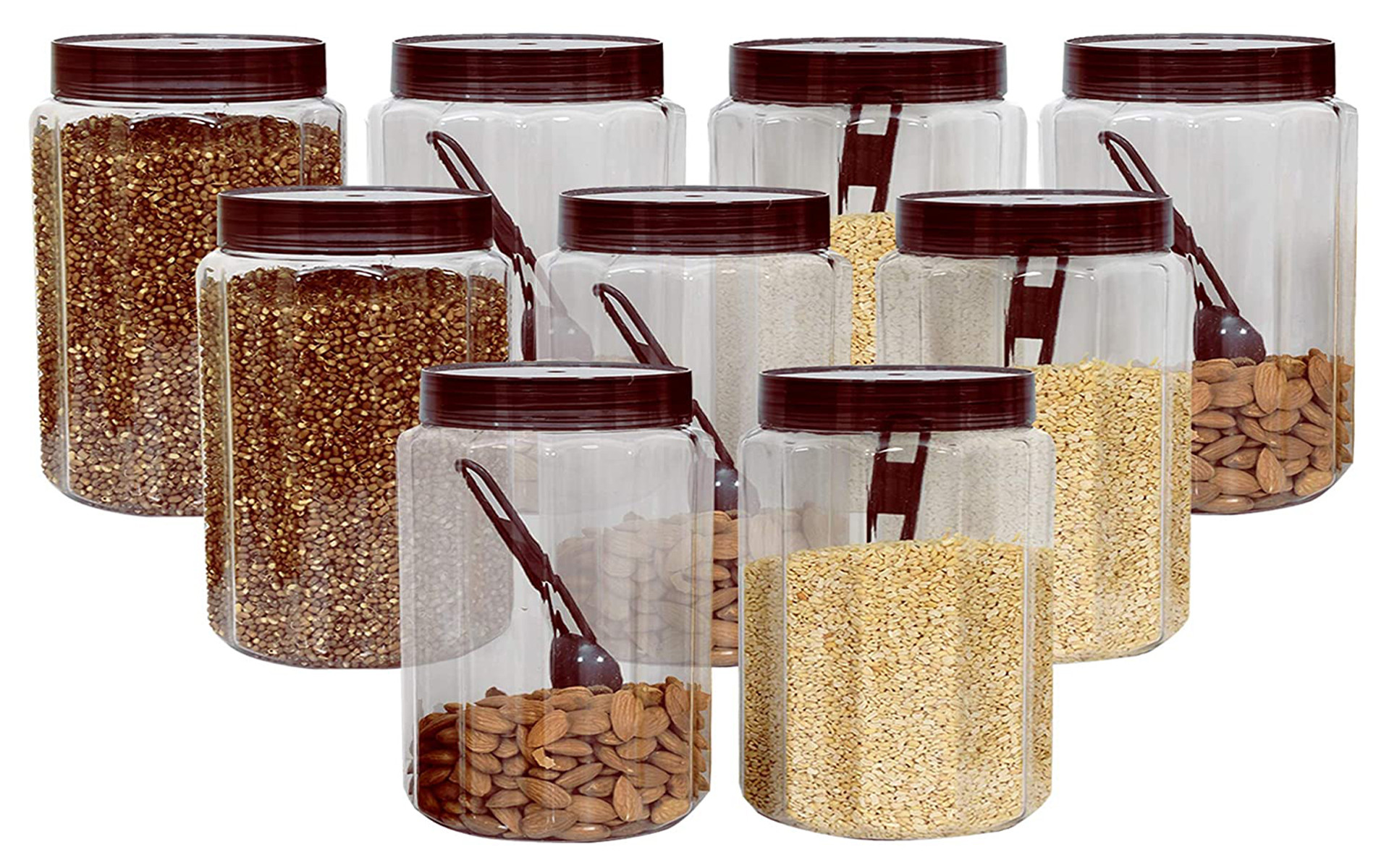 Kuber Industries Multipurpose Transparent Plastic Container With Airtight Lid,500ml,(Brown)-HS42KUBMART25089