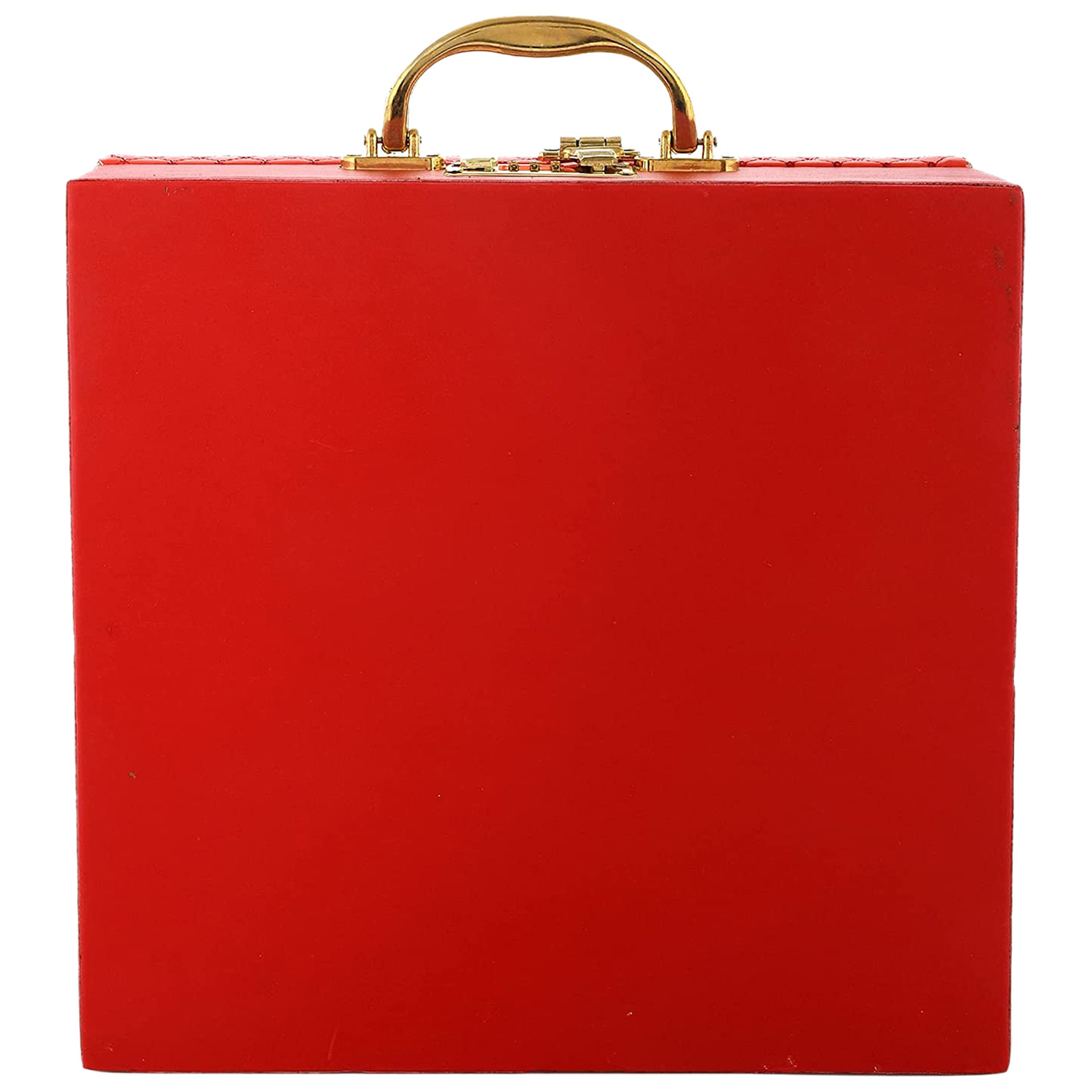 Kuber Industries Multipurpose Wooden Check Design 3 Rod Bangle Box/Organizer/Case With Mirror & Number Lock System (Red)-47KM0581