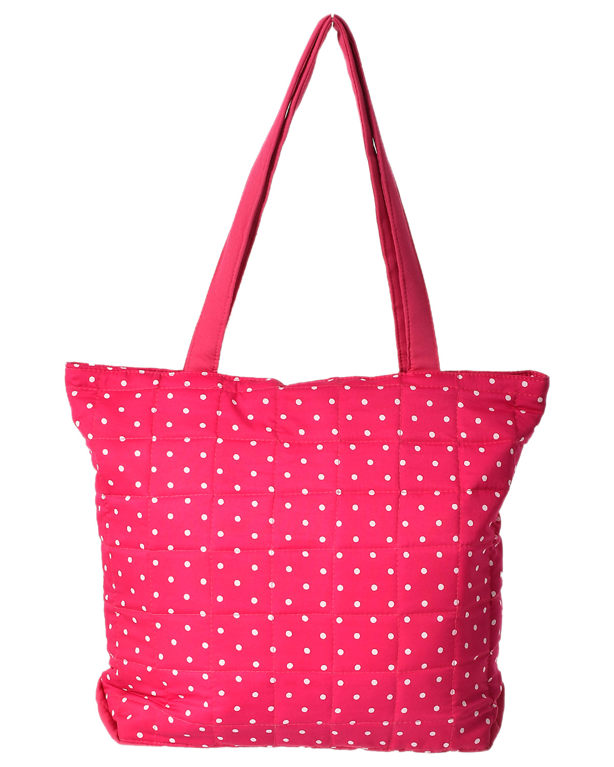 Kuber Industries Multipurposes Dot Printed Cotton Shoulder Bag/Tote Bag/Handbag/Lunch Bag With Carrying Handle (Pink)