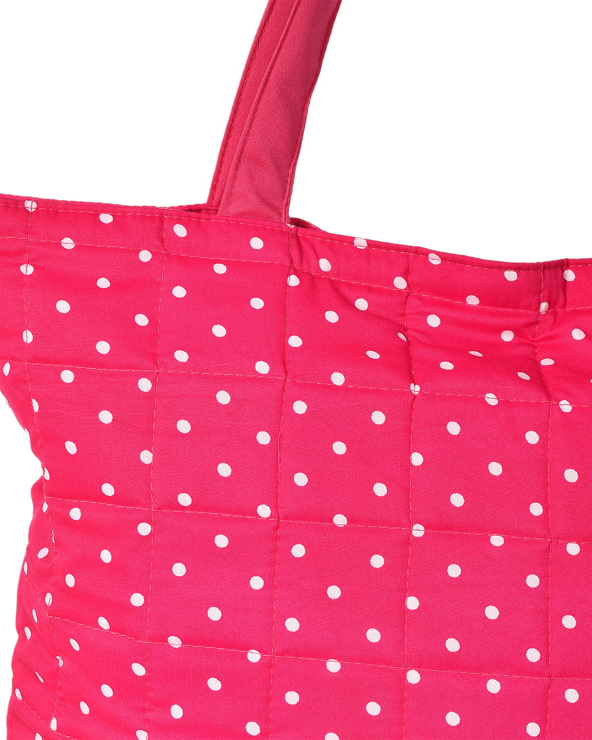 Kuber Industries Multipurposes Dot Printed Cotton Shoulder Bag/Tote Bag/Handbag/Lunch Bag With Carrying Handle (Pink)