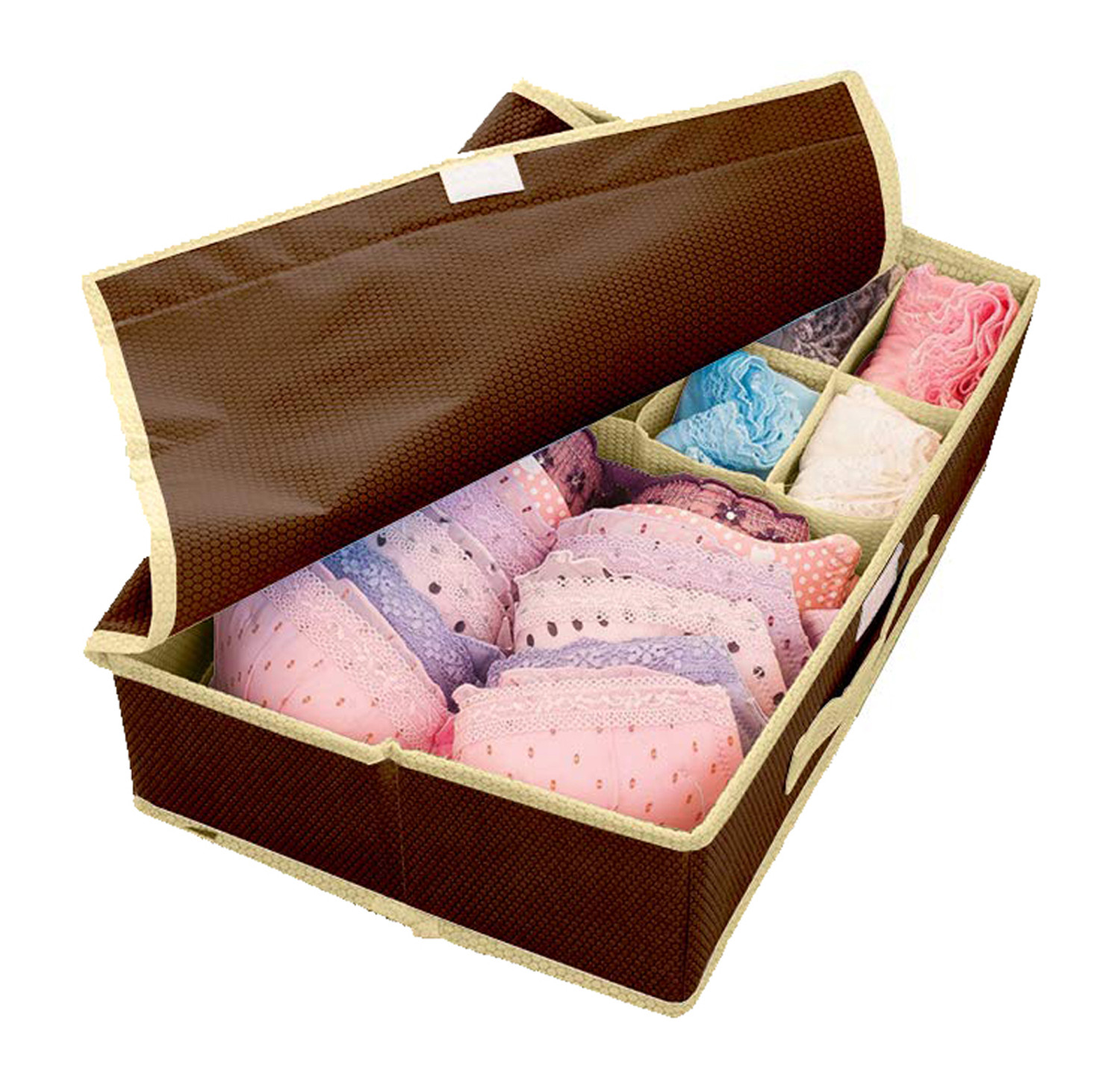 Kuber Industries Multipurposes Non Woven Drawer Organizer/Foldable Storage Box (Brown)