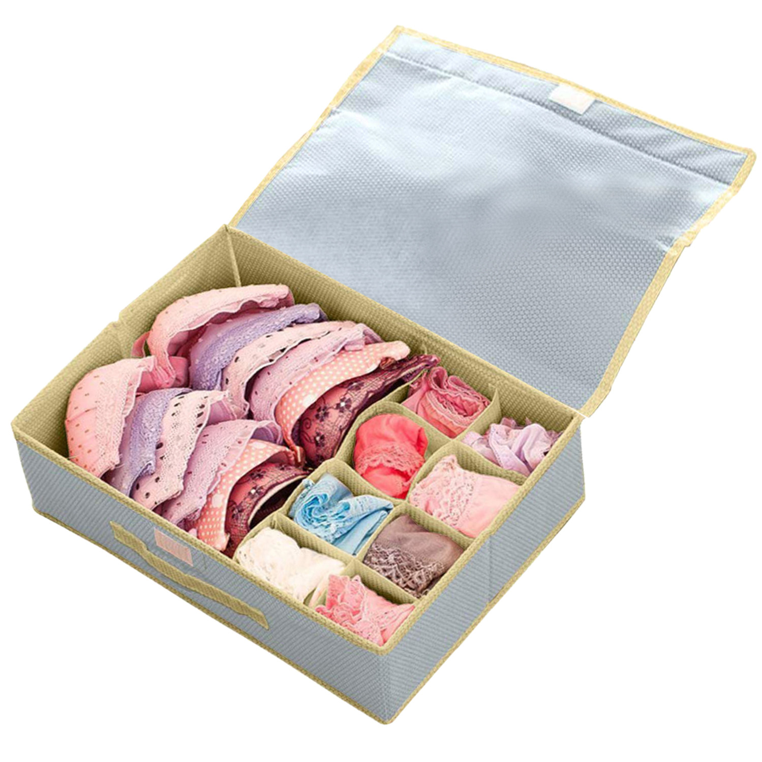 Kuber Industries Multipurposes Non Woven Drawer Organizer/Foldable Storage Box (Grey)