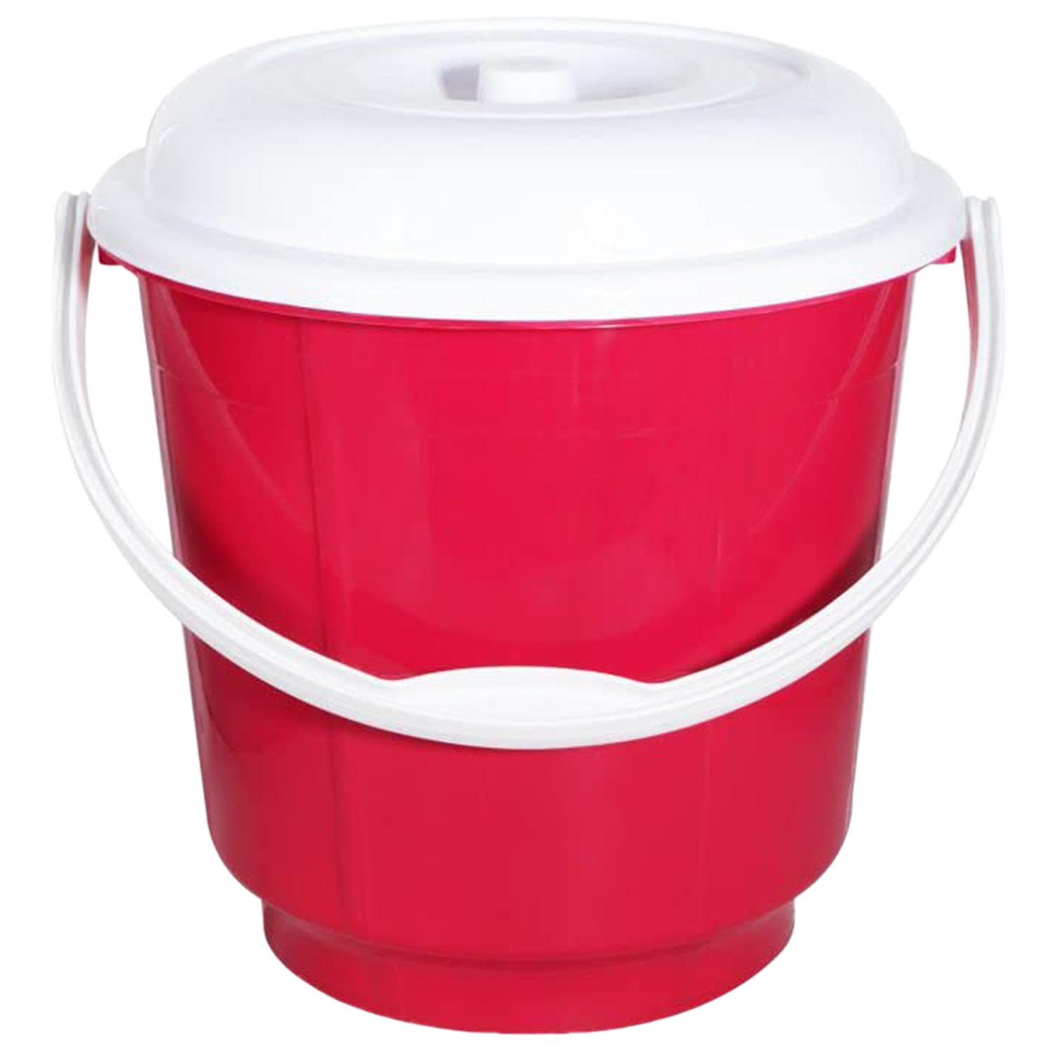 Kuber Industries Multipurposes Plastic Bucket For Bathing Home Cleaning & Storage Purpose With Lid, 18Ltr. (Red)-47KM01157