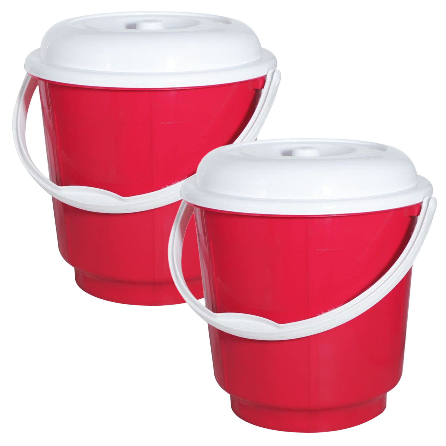 Kuber Industries Multipurposes Plastic Bucket For Bathing Home Cleaning & Storage Purpose With Lid, 18Ltr. (Red)-47KM01157