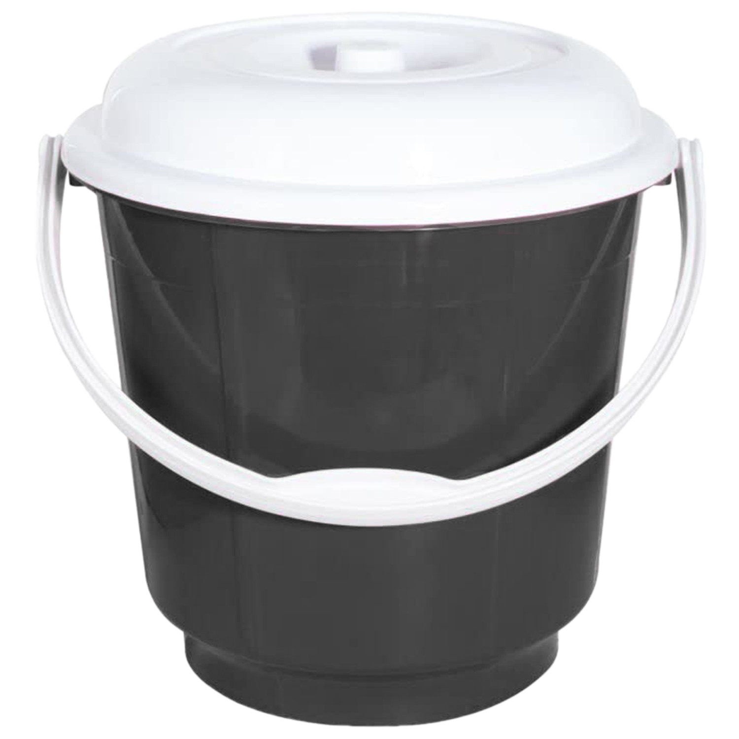 Kuber Industries Multipurposes Plastic Bucket For Bathing Home Cleaning & Storage Purpose With Lid, 18Ltr. (Grey)-47KM01161