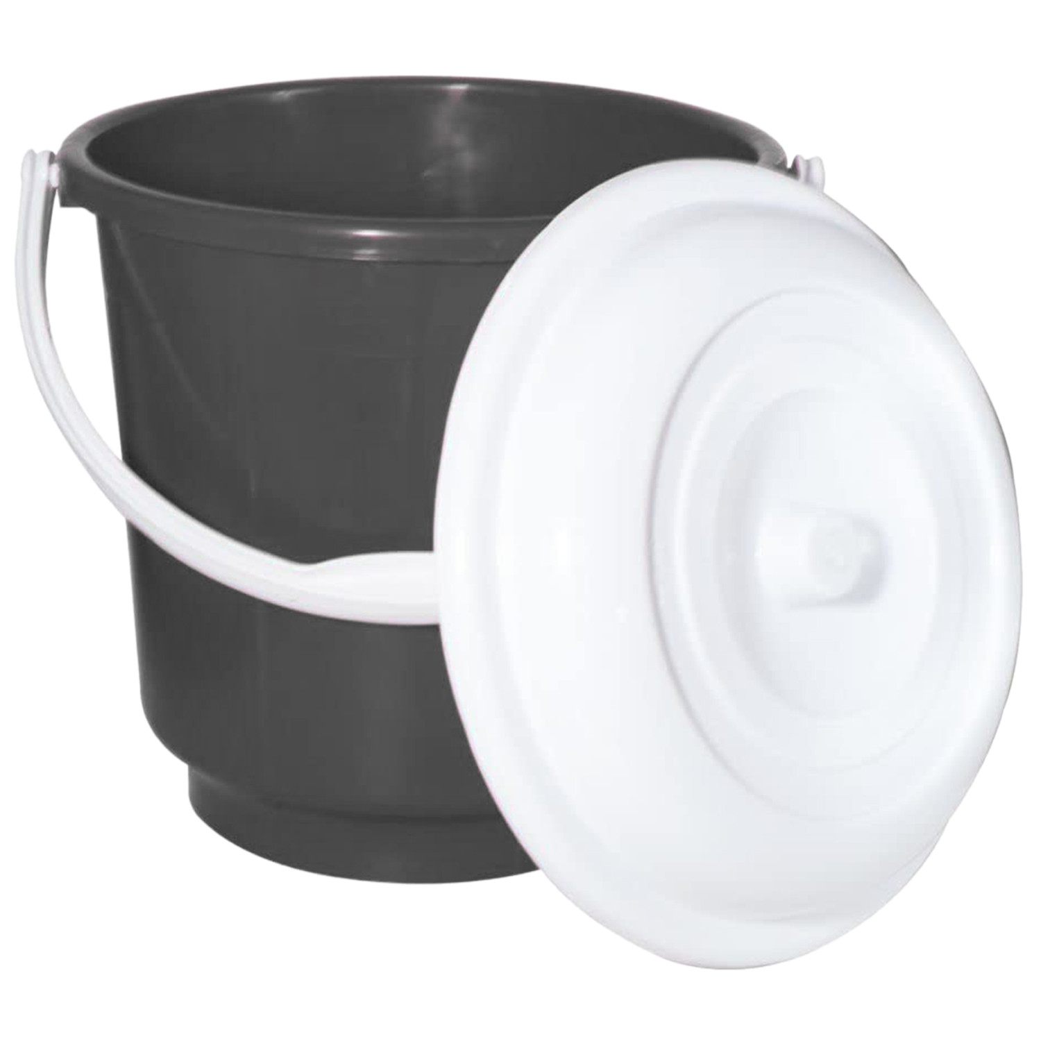 Kuber Industries Multipurposes Plastic Bucket For Bathing Home Cleaning & Storage Purpose With Lid, 18Ltr. (Grey)-47KM01161