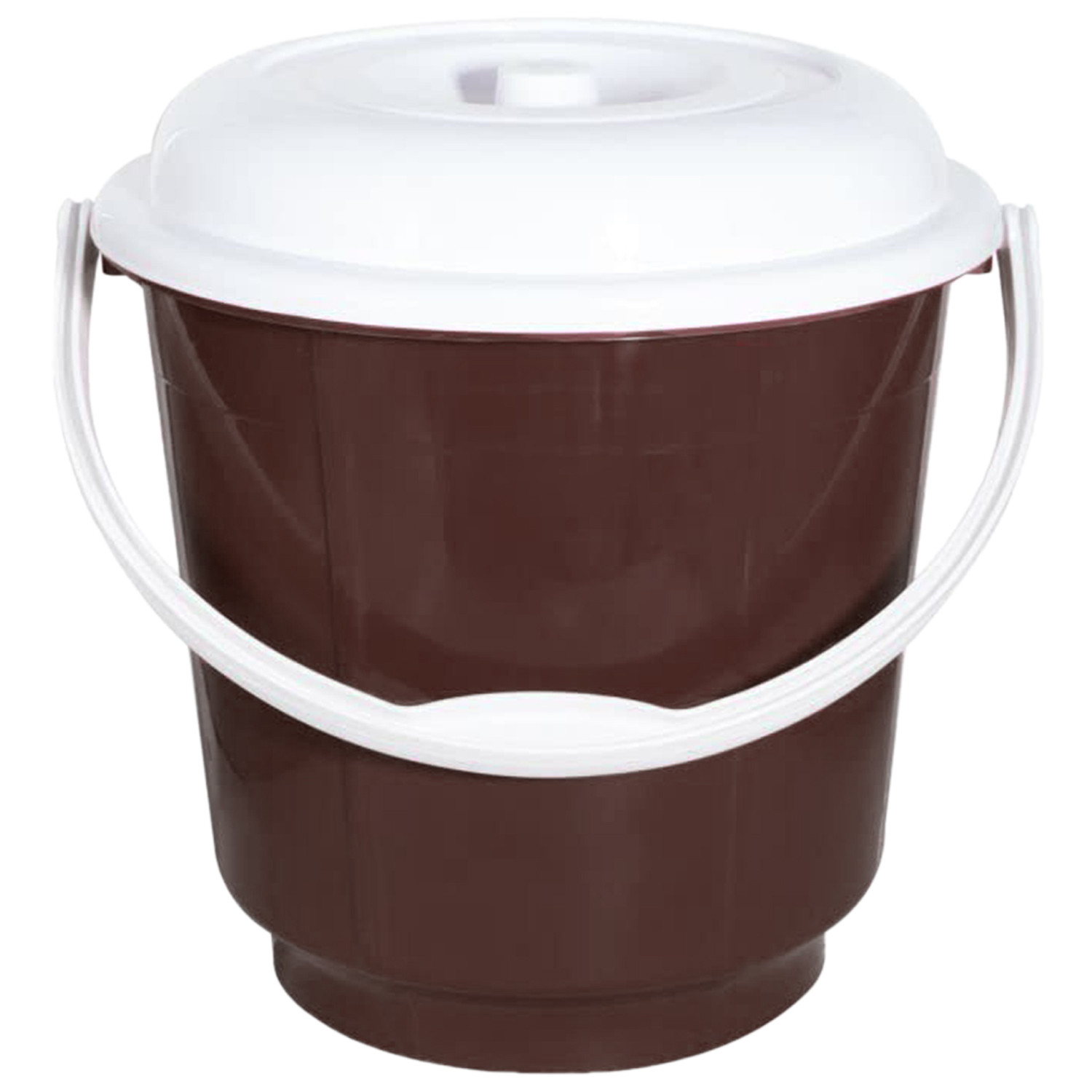Kuber Industries Multipurposes Plastic Bucket For Bathing Home Cleaning & Storage Purpose With Lid, 18Ltr. (Brown)-47KM01165