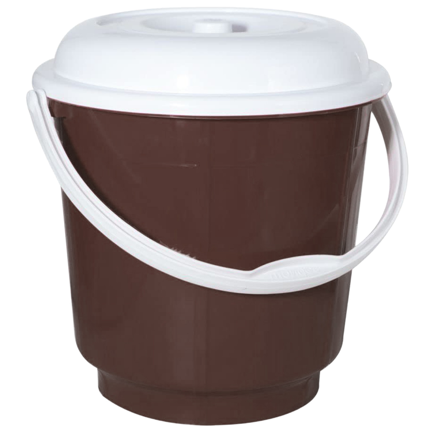 Kuber Industries Multipurposes Plastic Bucket For Bathing Home Cleaning & Storage Purpose With Lid, 18Ltr. (Brown)-47KM01165