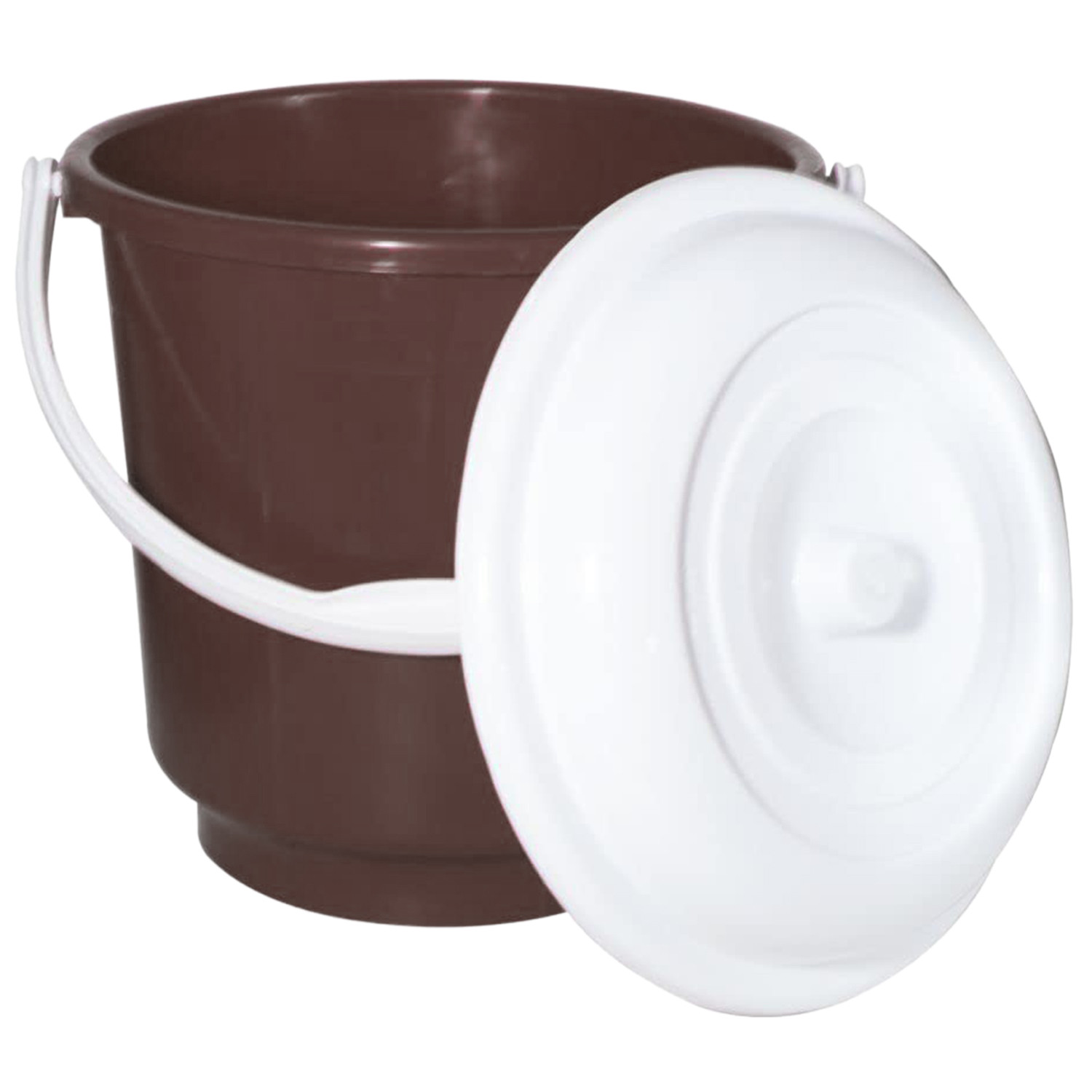 Kuber Industries Multipurposes Plastic Bucket For Bathing Home Cleaning & Storage Purpose With Lid, 18Ltr. (Brown)-47KM01165