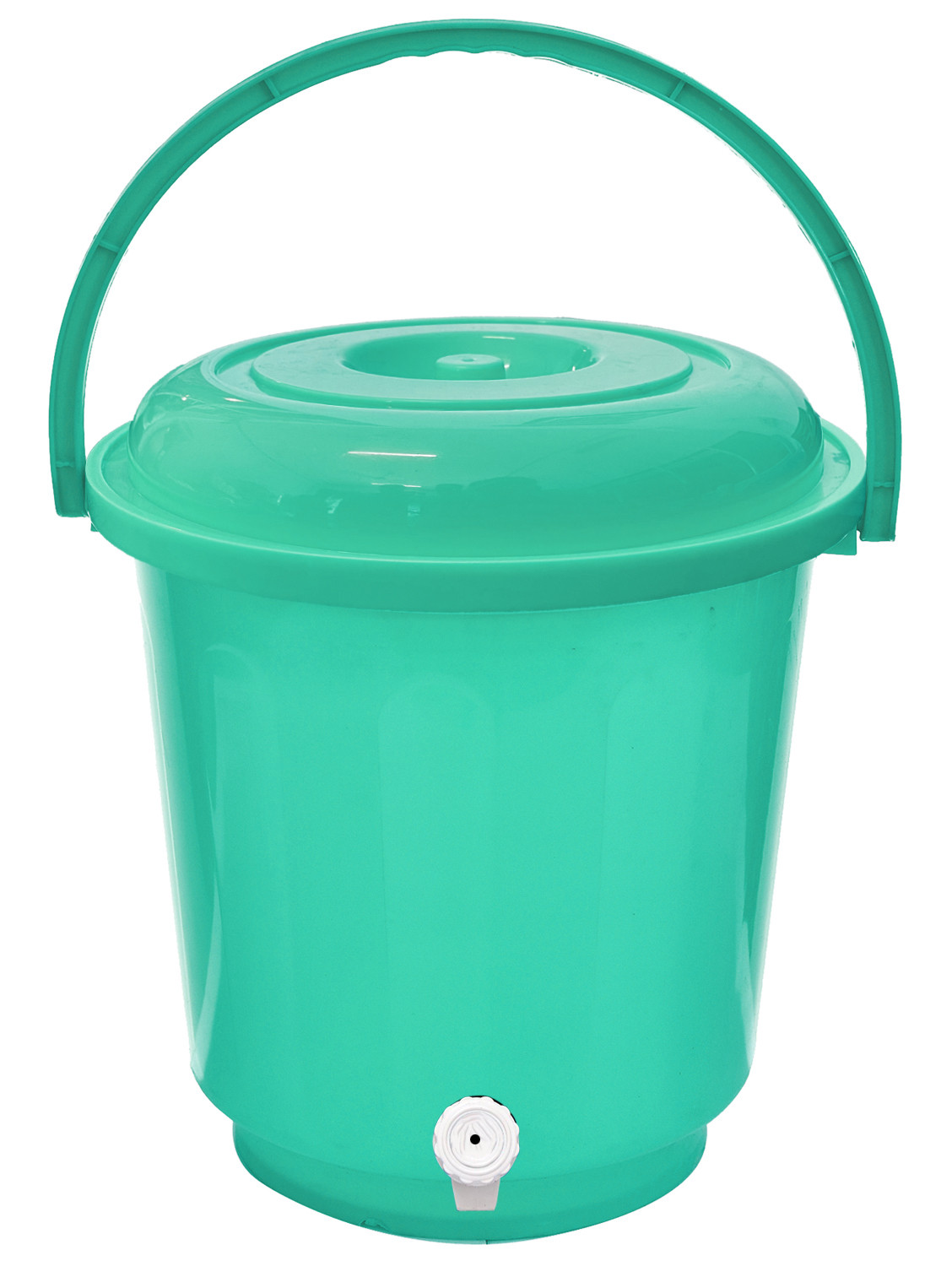 Kuber Industries Multipurposes Plastic Bucket With Lid & Tap System For Home Cleaning & Save Water, 18Ltr. (Green)