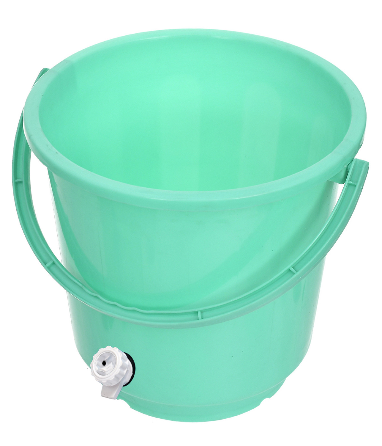 Kuber Industries Multipurposes Plastic Bucket With Lid & Tap System For Home Cleaning & Save Water, 18Ltr. (Green)